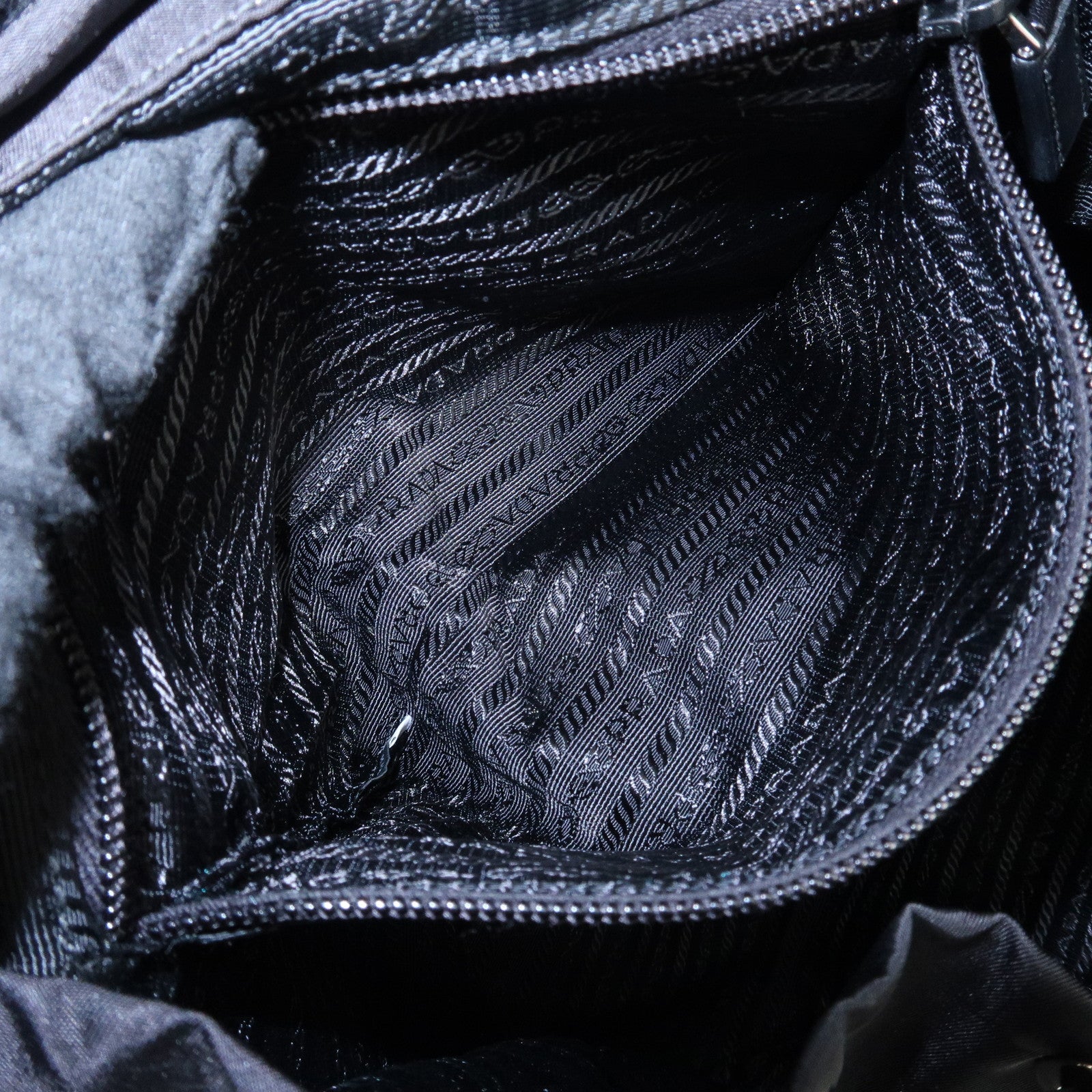 PRADA Logo Nylon Leather Back Pack Ruck Sack NERO Black BZ2811 Used