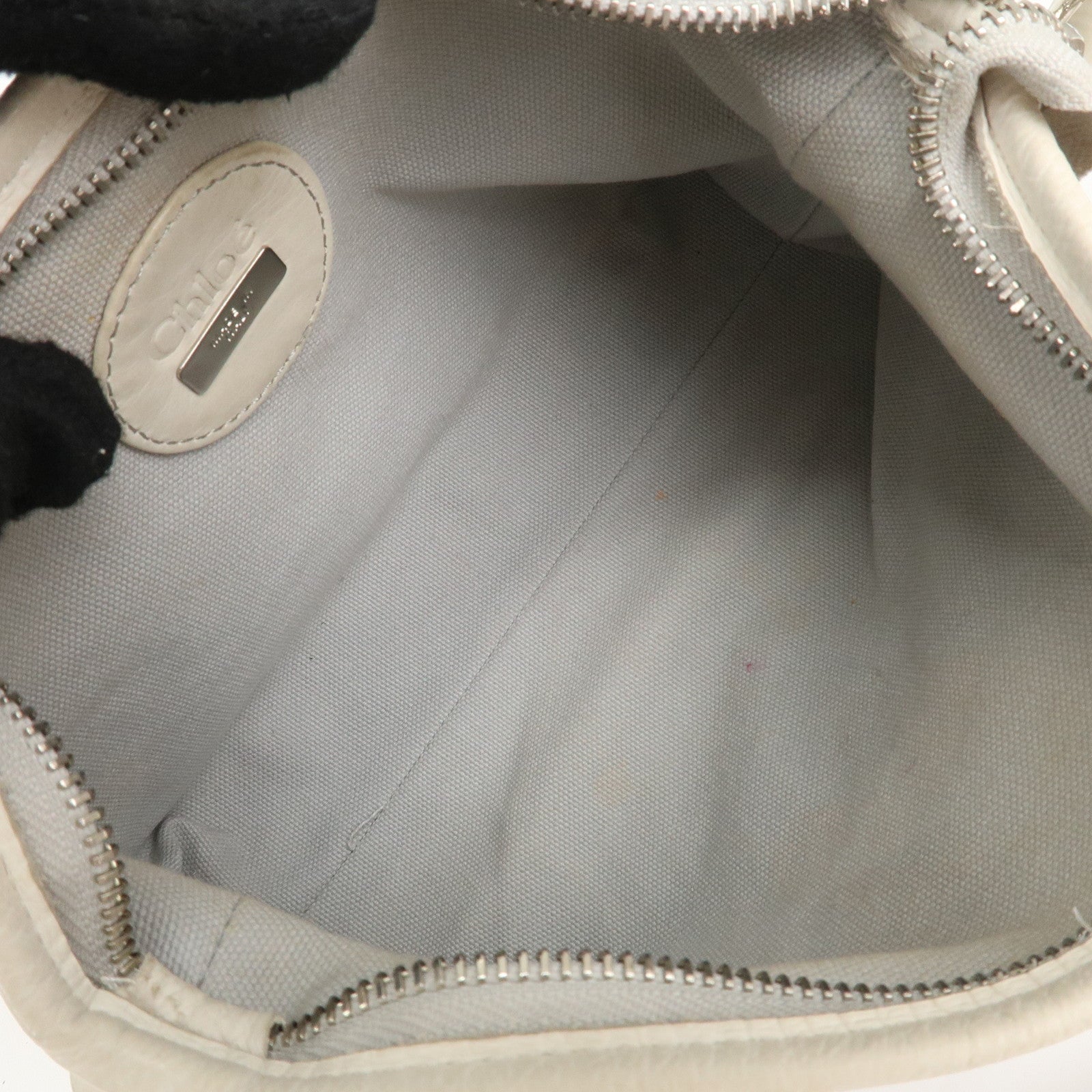 Chloe 2Way Nylon Leather Bag Shoulder Bag Light Gray White Used