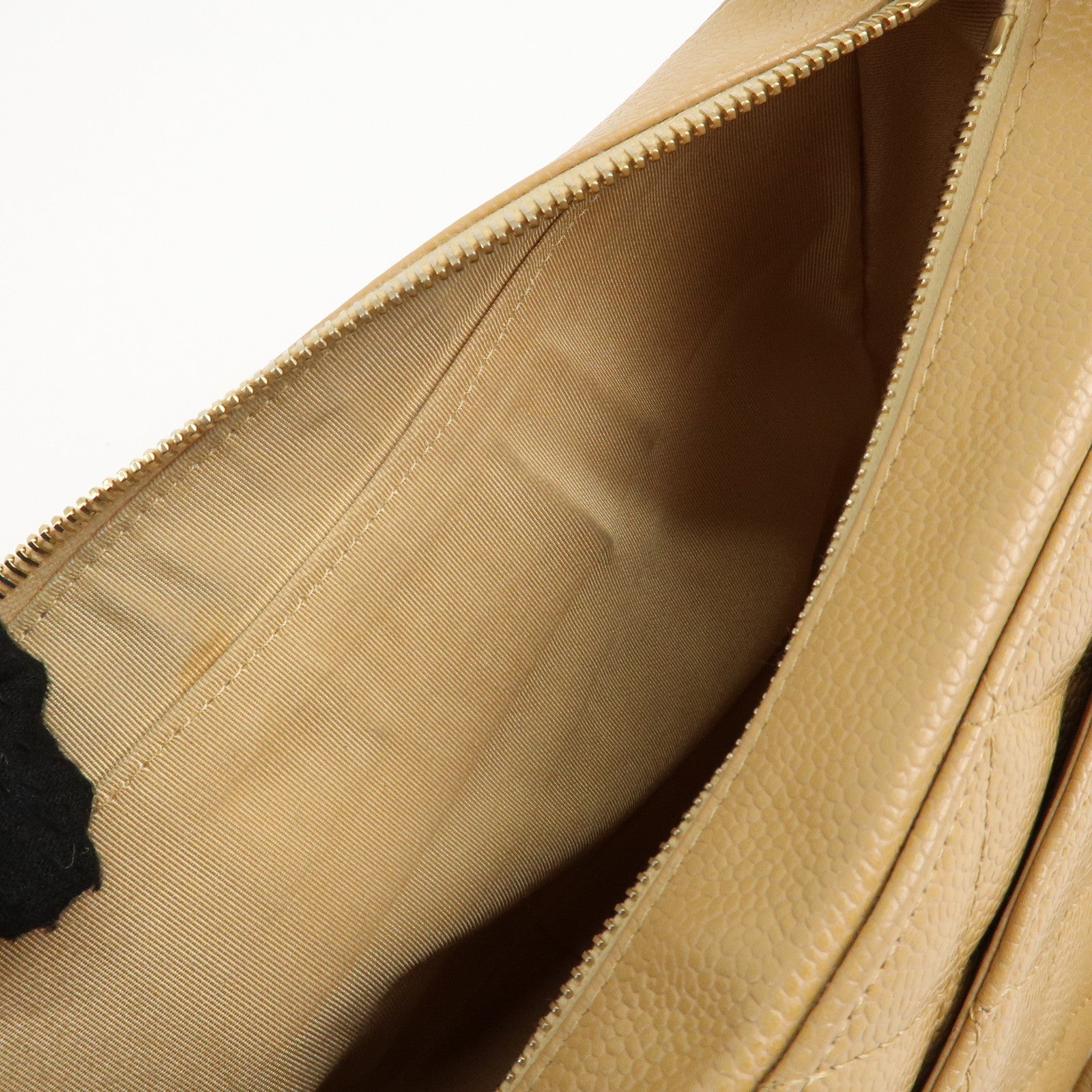 CHANEL COCO Mark Matelasse Shoulder Bag Caviar Skin Beige Used