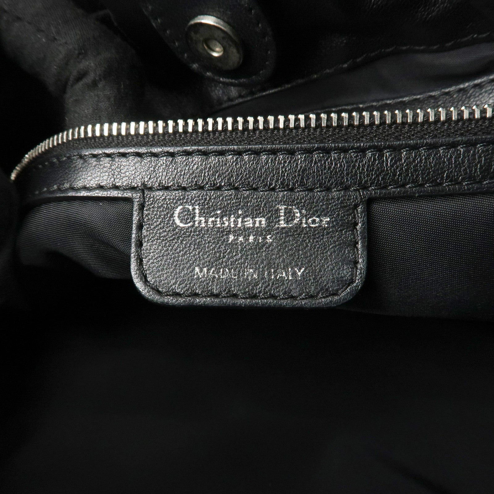 Christian Dior Cannage Nylon Leather Tote Bag Hand Bag Black Used