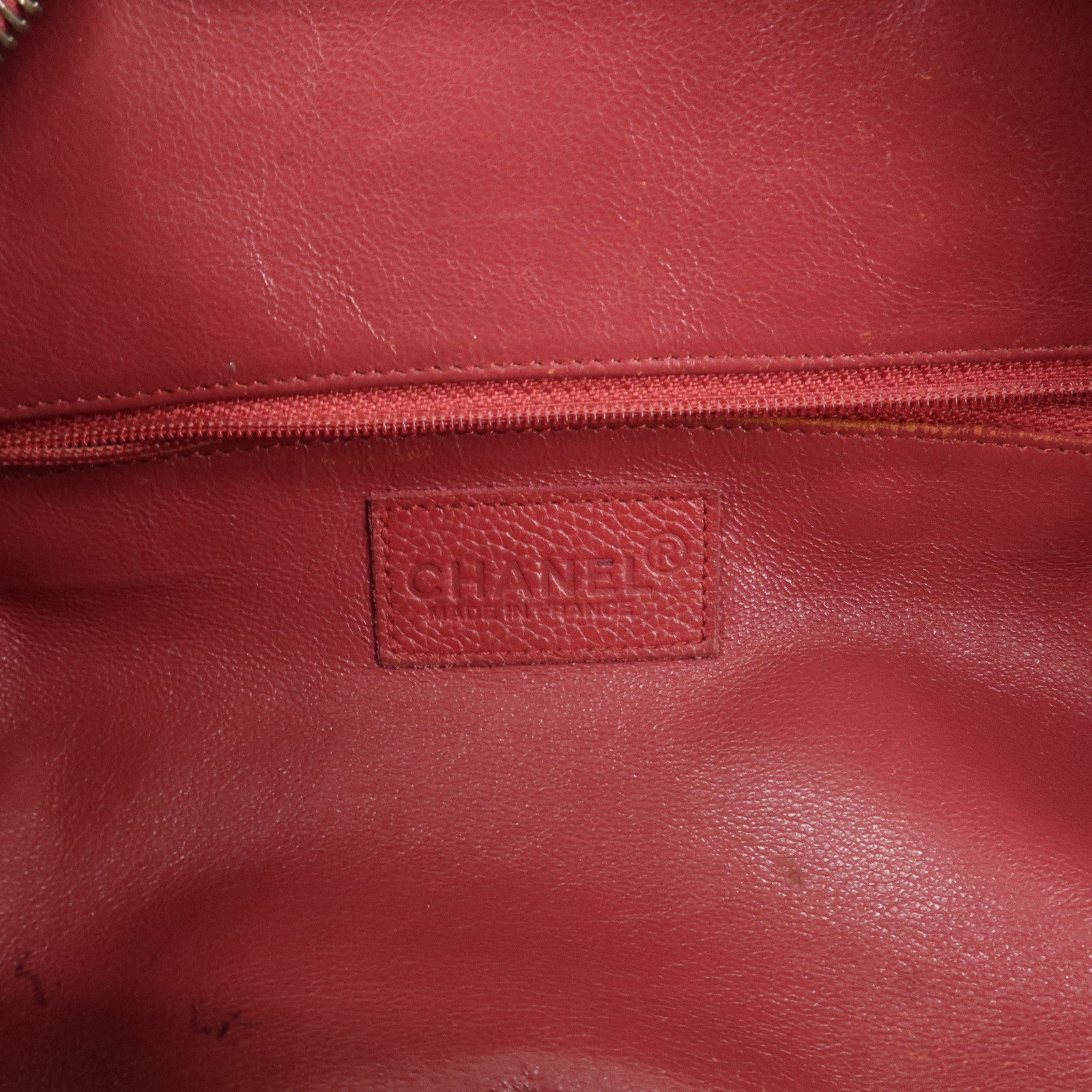 CHANEL Matelasse Caviar Skin Patent Boston Bag Hand Bag Red Used