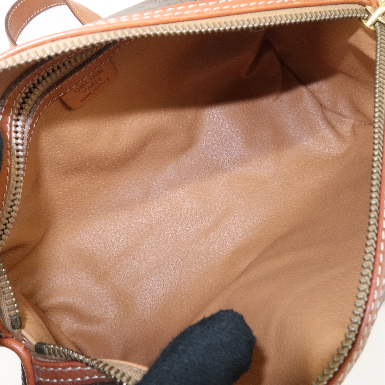 CELINE Macadam PVC Leather Boston Bag Brown Dark Brown Used