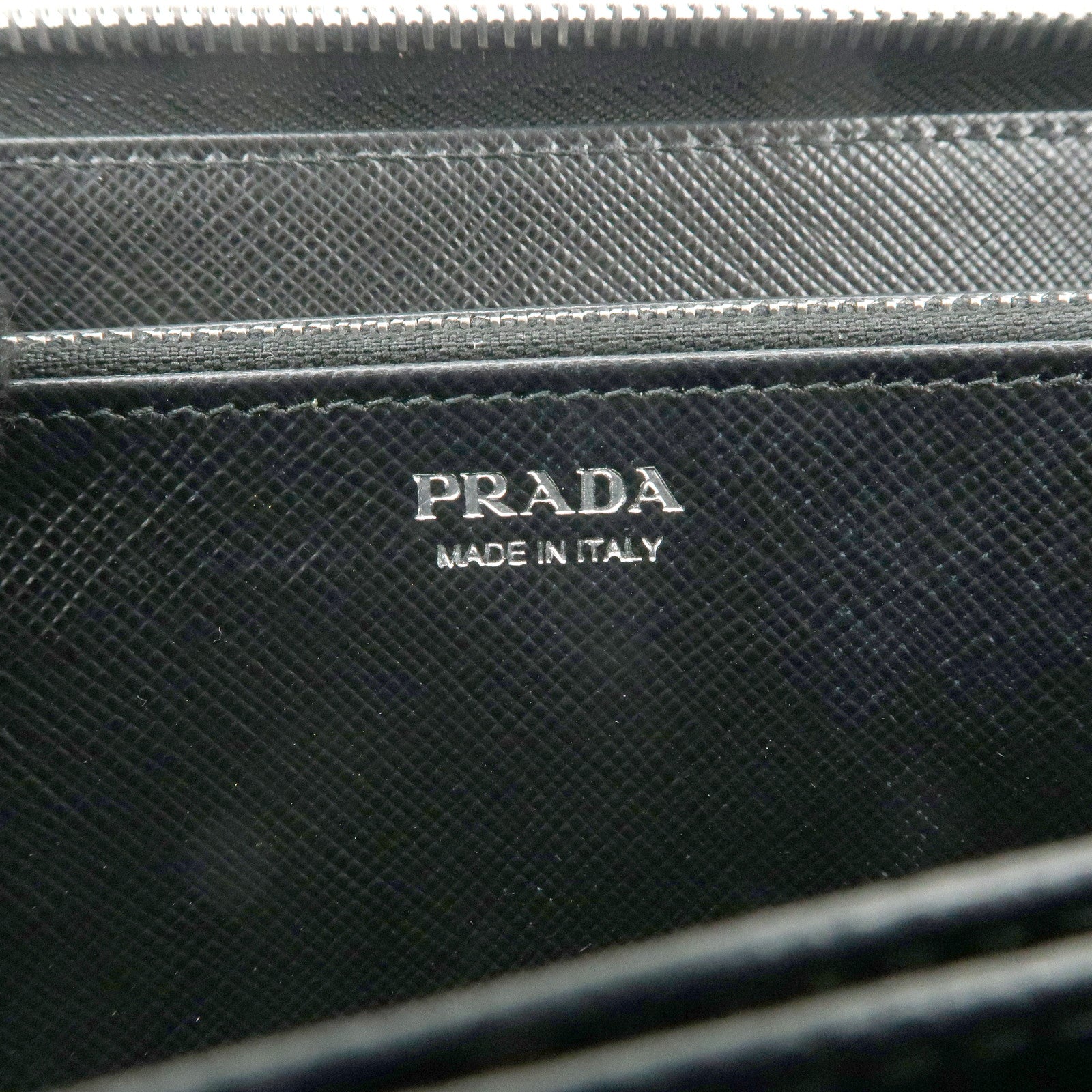 PRADA Logo Leather Round Zipper Long Wallet Flower 1ML506 Used
