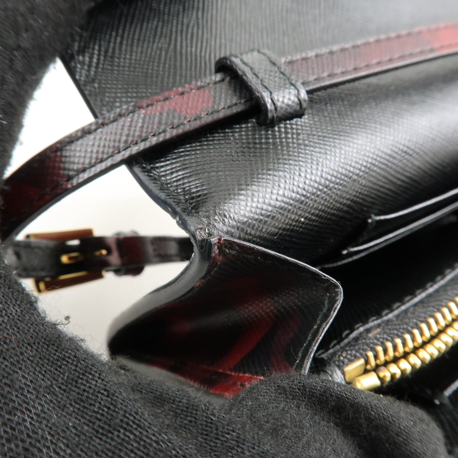 PRADA Saffiano Leather Shoulder Long Wallet Camouflage 1M1437 Used