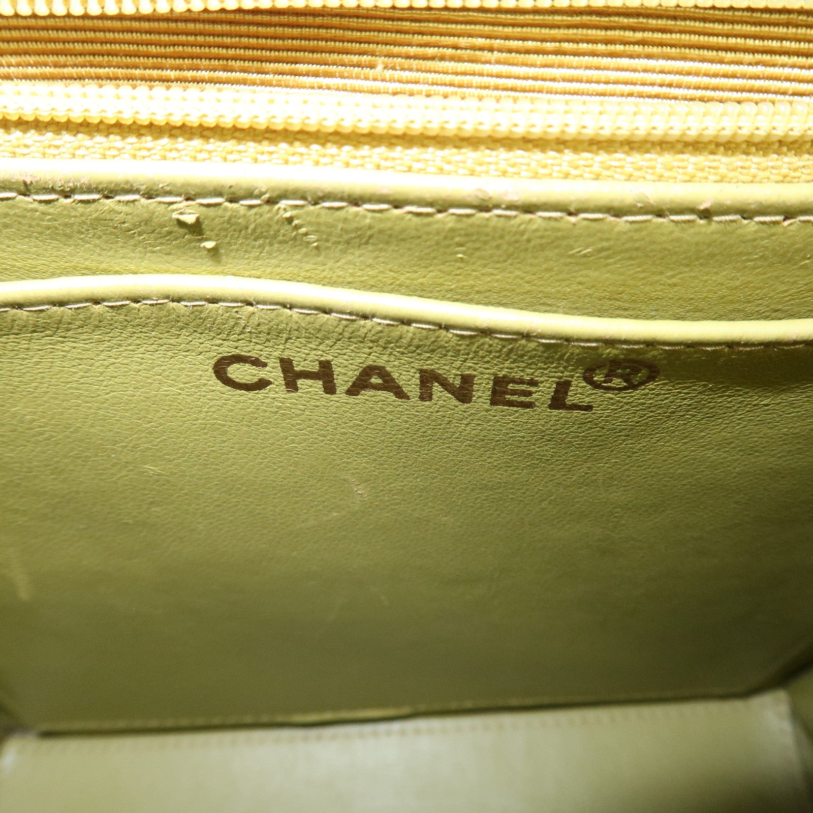 CHANEL Matelasse Caviar Skin Shoulder Bag Yellow Used