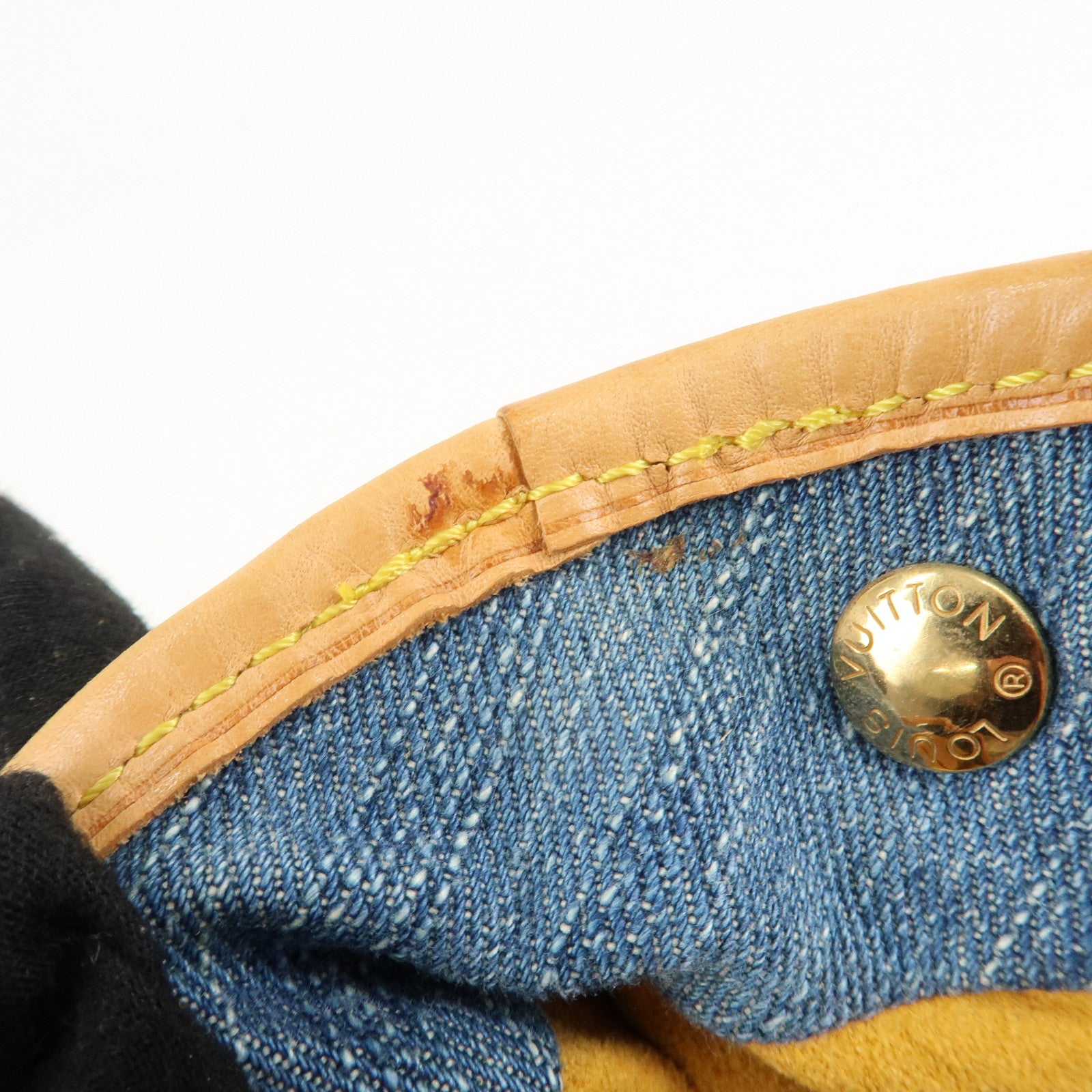 Louis Vuitton Monogram Denim Pleaty Hand Bag Blue M95020 Used