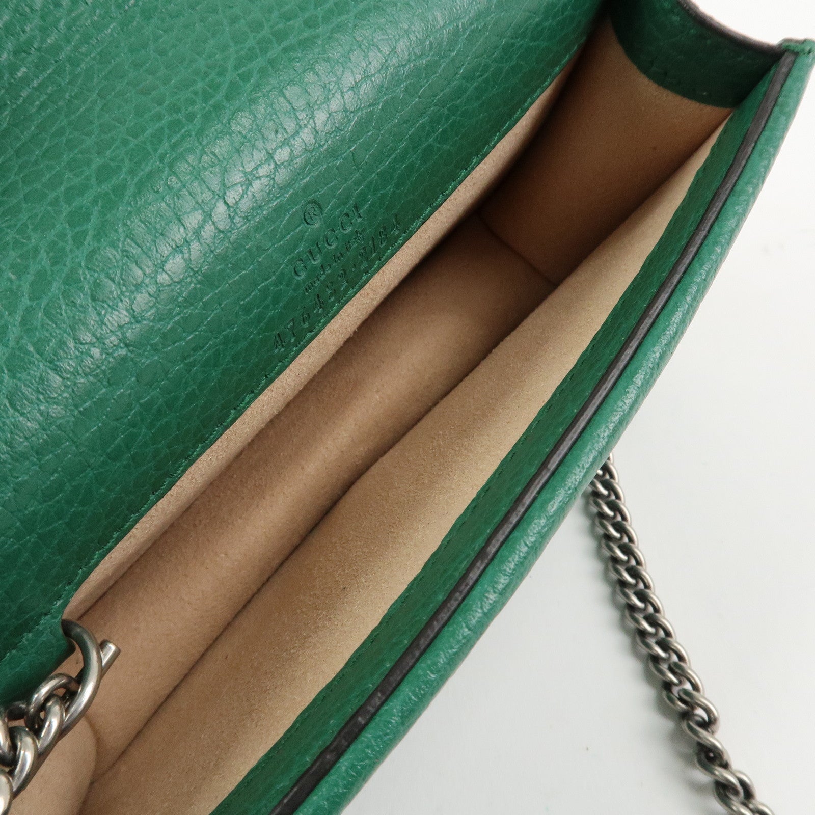 GUCCI Dionysus Leather Chain Shoulder Bag Green 476432 Used