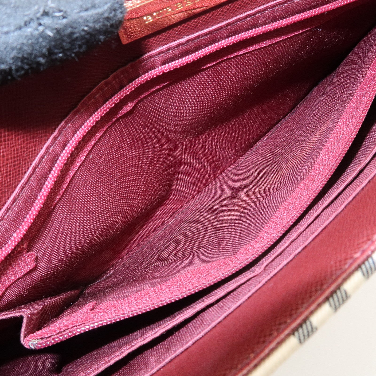 BURBERRY Canvas Leather Nova Plaid Shoulder Bag Hand Bag Bordeaux Used