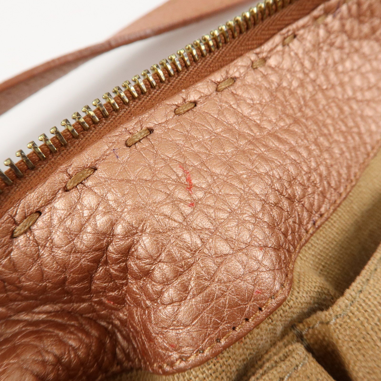 FENDI Zucca Canvas Leather Shoulder Bag Brown Black 8BT146 Used