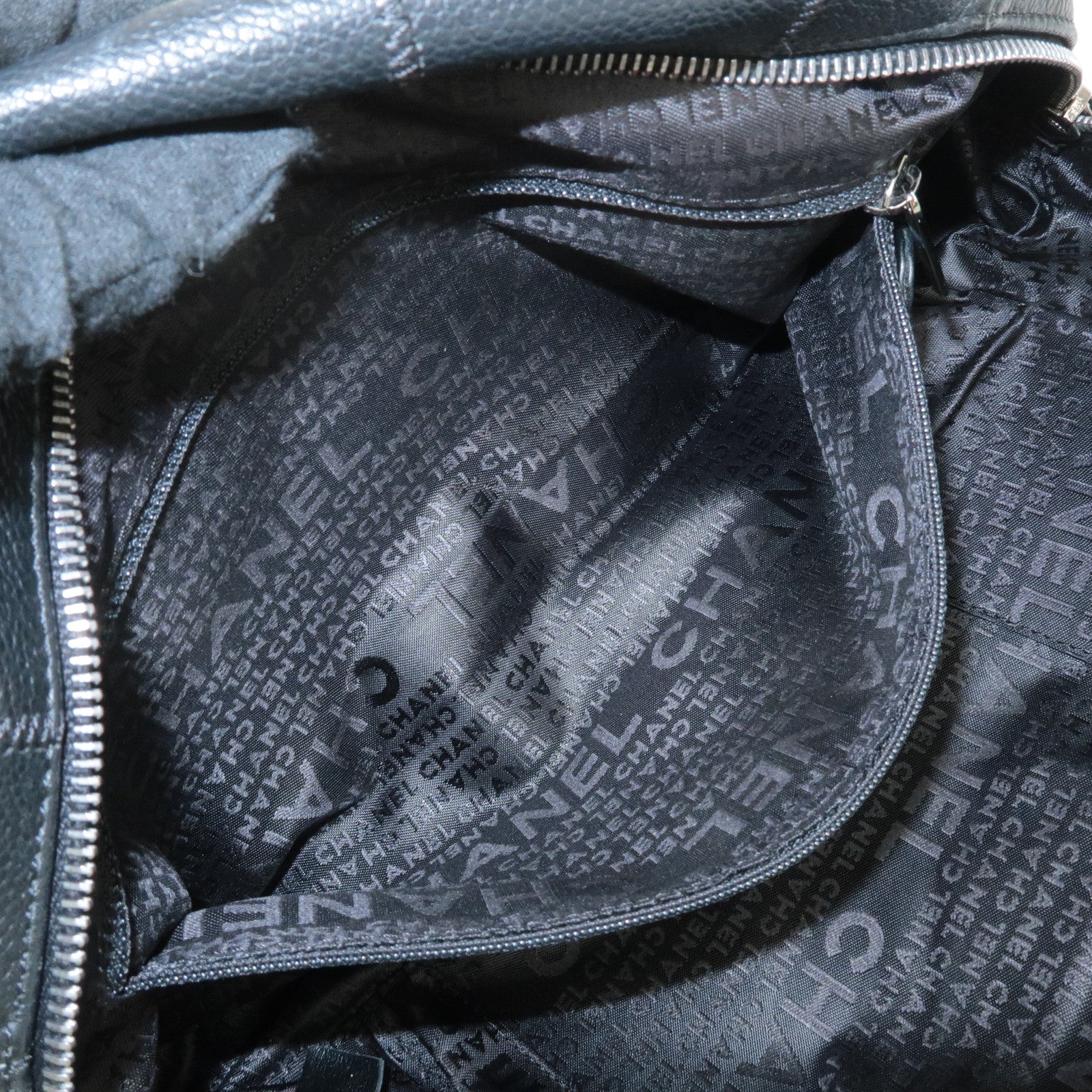 CHANEL Chocolate Bar Lamb Skin Boston Bag Black A26135 Used