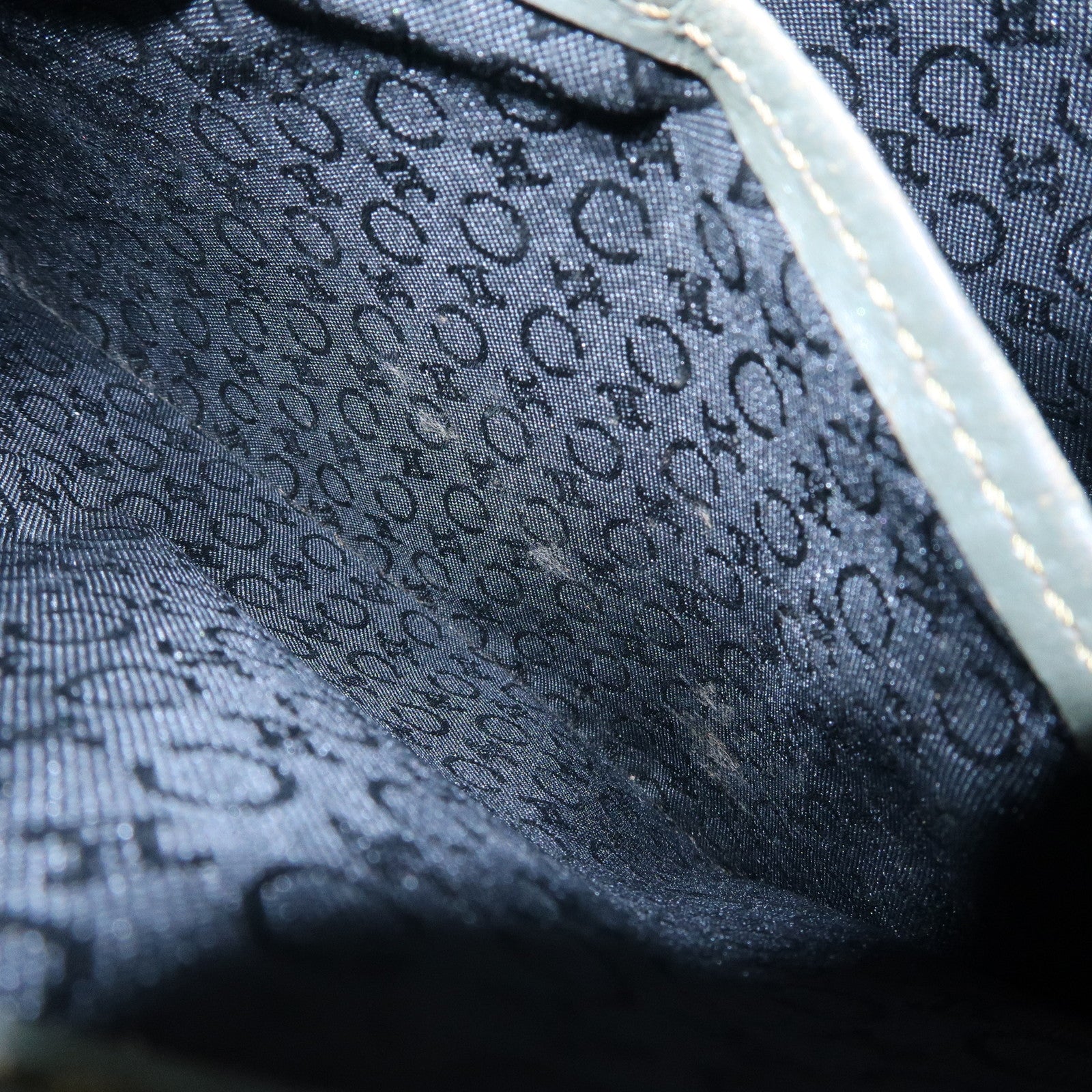 CELINE Macadam Canvas Hand Bag Brown Red Khaki Used