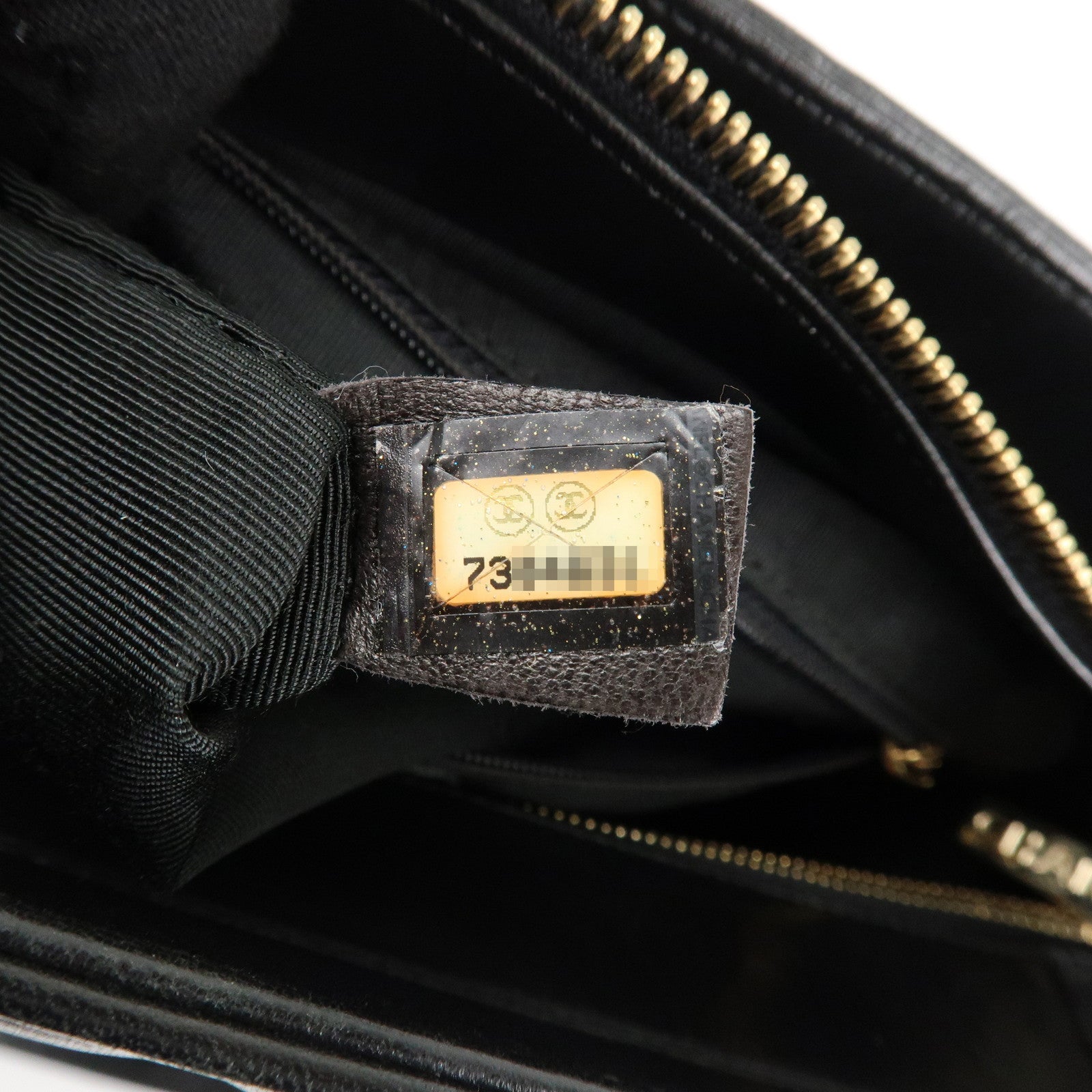 CHANEL Chocolate Bar Lamb Skin COCO Mark Tote Bag Hand Bag A17809 Used