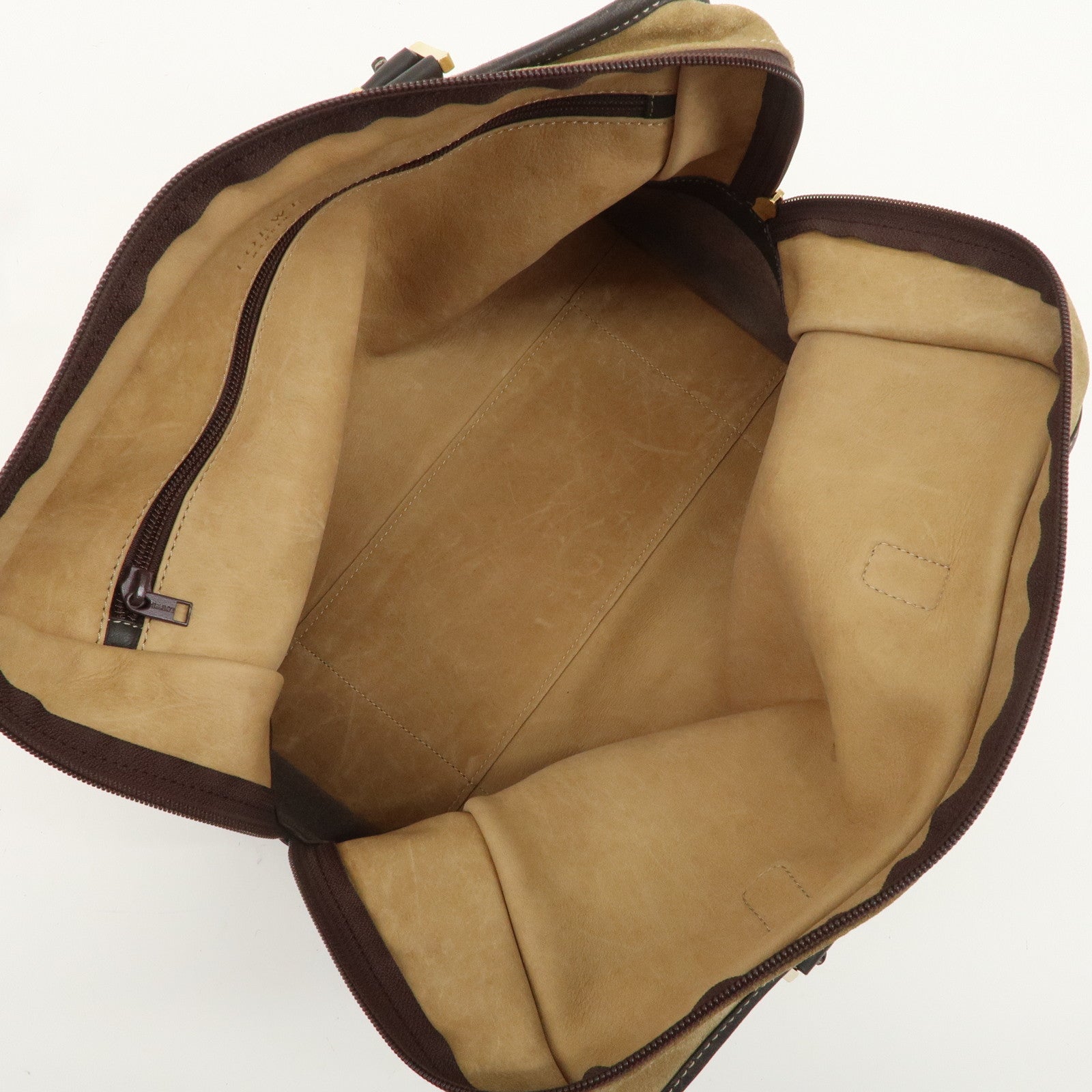 LOEWE Anagram Suede Leather Amazona 32 Hand Bag Beige Brown Used