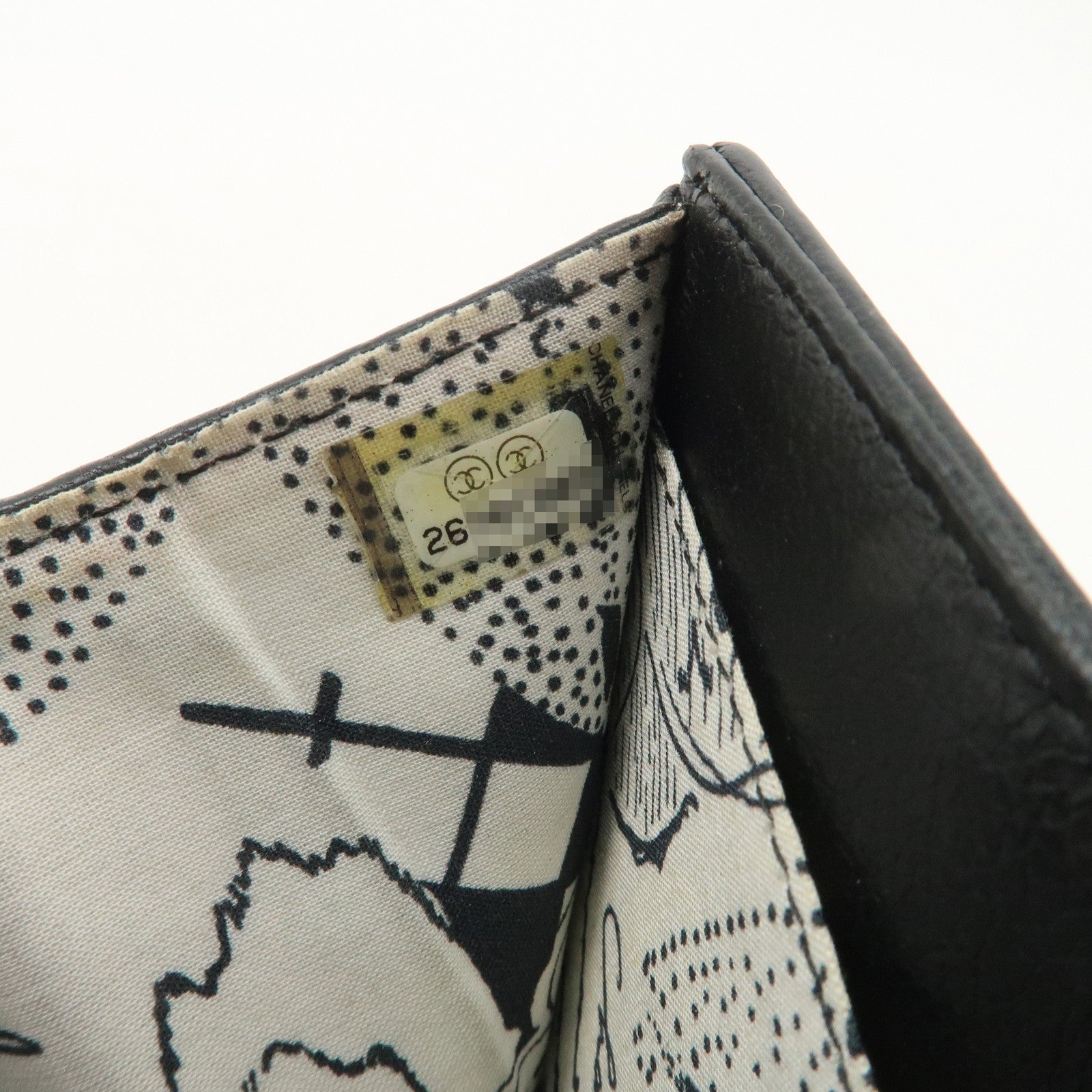 CHANEL Lucky Flower Leather Compact Wallet Black A81651 Used