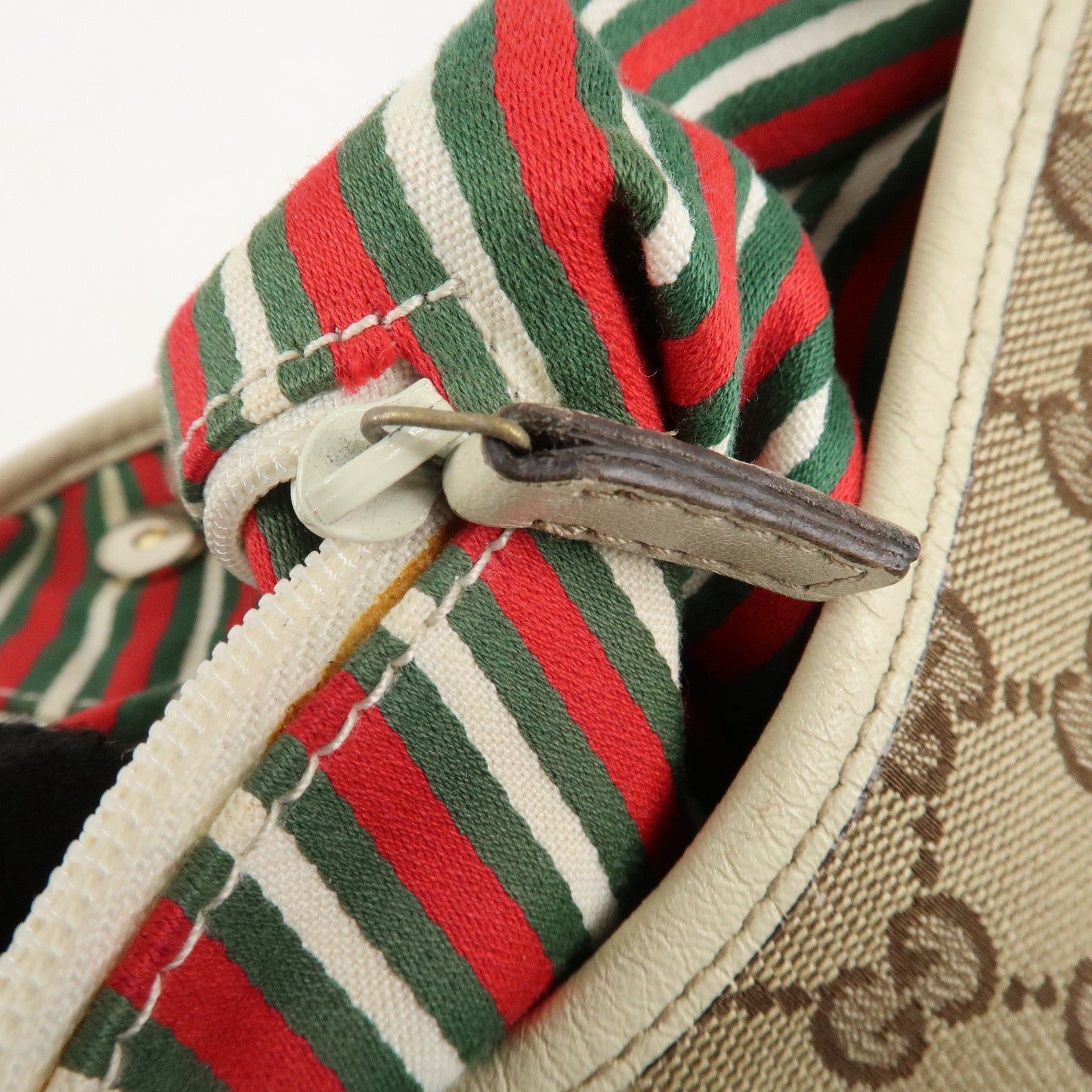 GUCCI New Britt GG Canvas Leather Shoulder Bag Beige Ivory 169947 Used