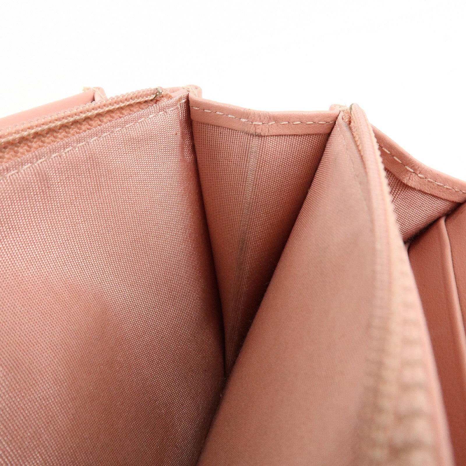 CHANEL Deauville Canvas Bi-fold Long Wallet Pink A80056 Used