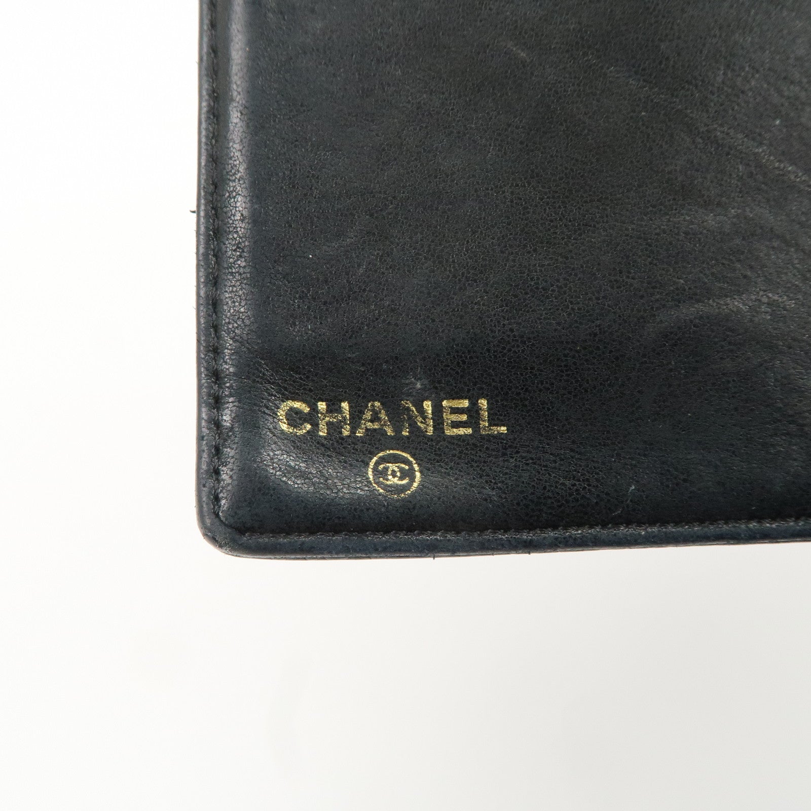 CHANEL COCO Mark Caviar Skin Bi-fold Wallet Black Used