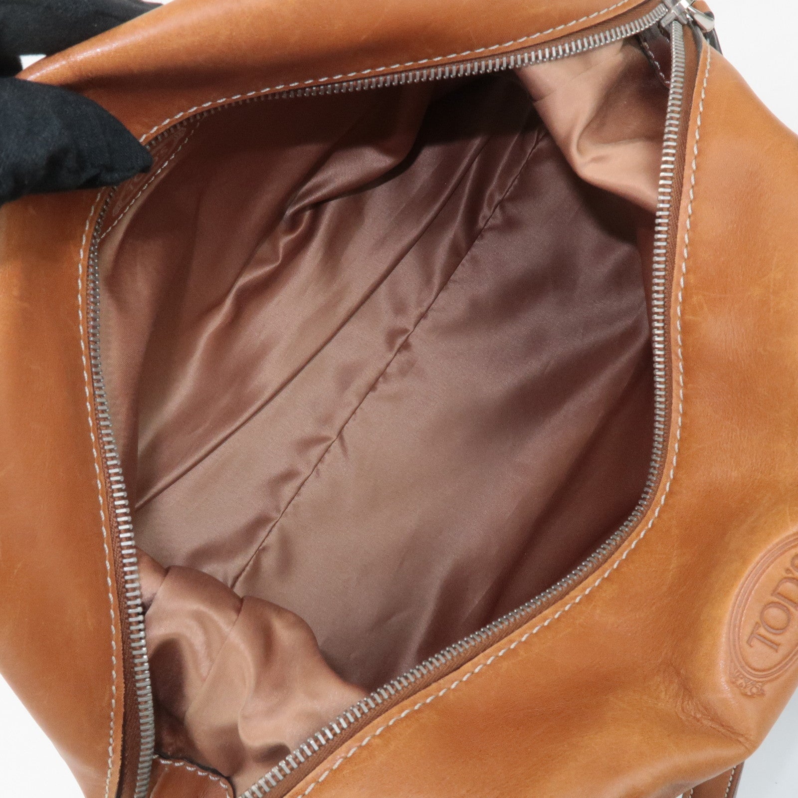 TOD'S Leather 2Way Bag Hand Bag Brown Used