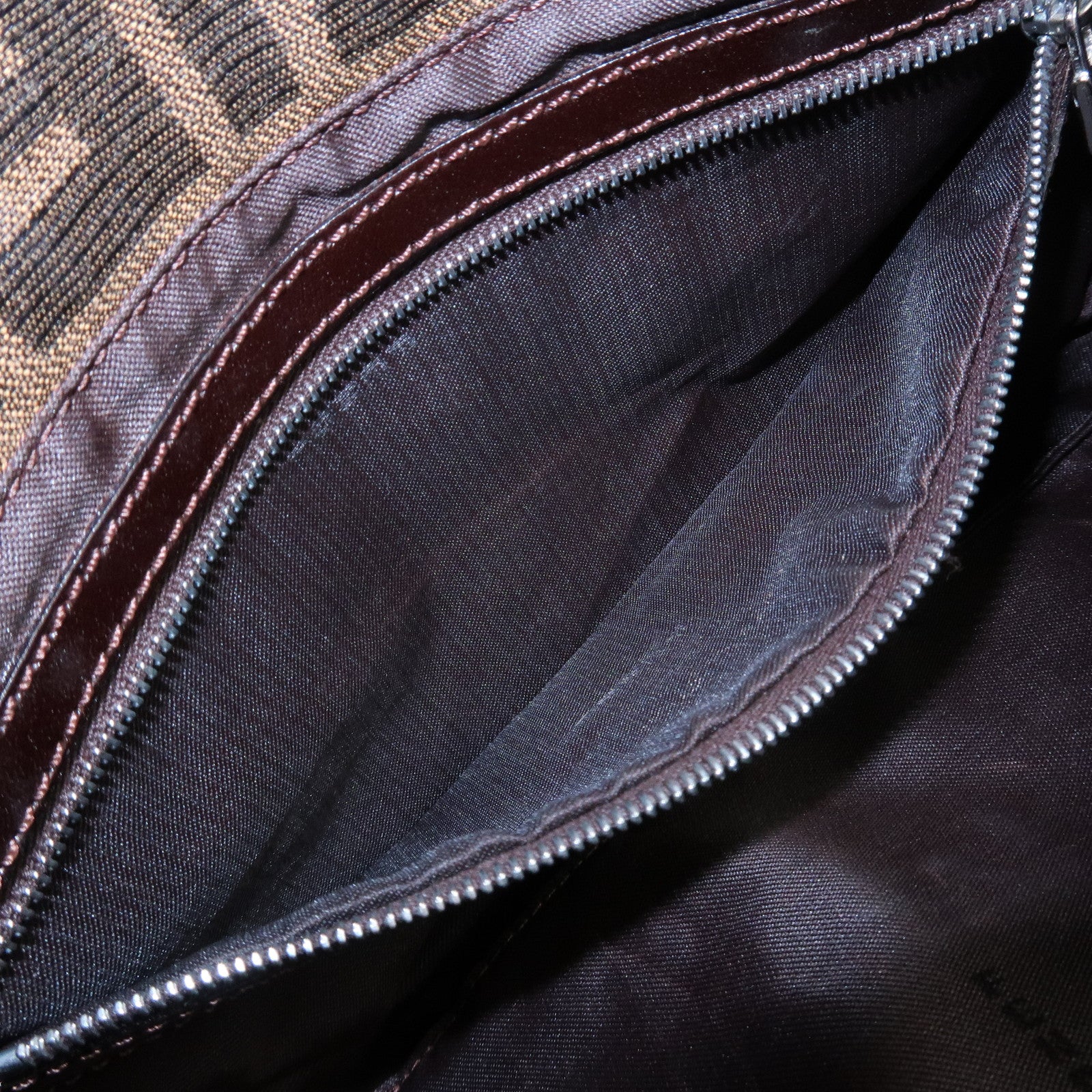 FENDI Mamma Baguette Zucca Canvas Shoulder Bag Brown Black 26424 Used