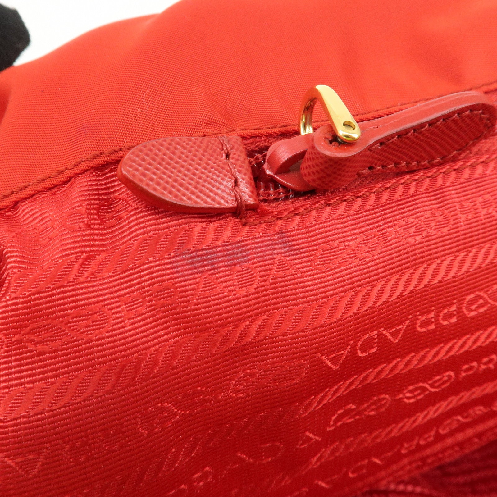 AuthenticPRADA Nylon Leaather Panda Tote Bag Shoudler Bag Red BR4249 Used