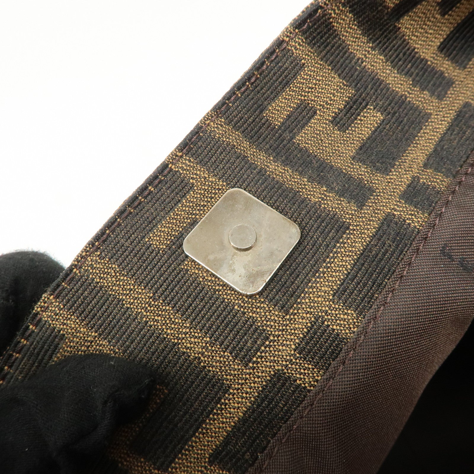 FENDI Zucca Canvas Leather Tote Bag Brown Black 26329 Used