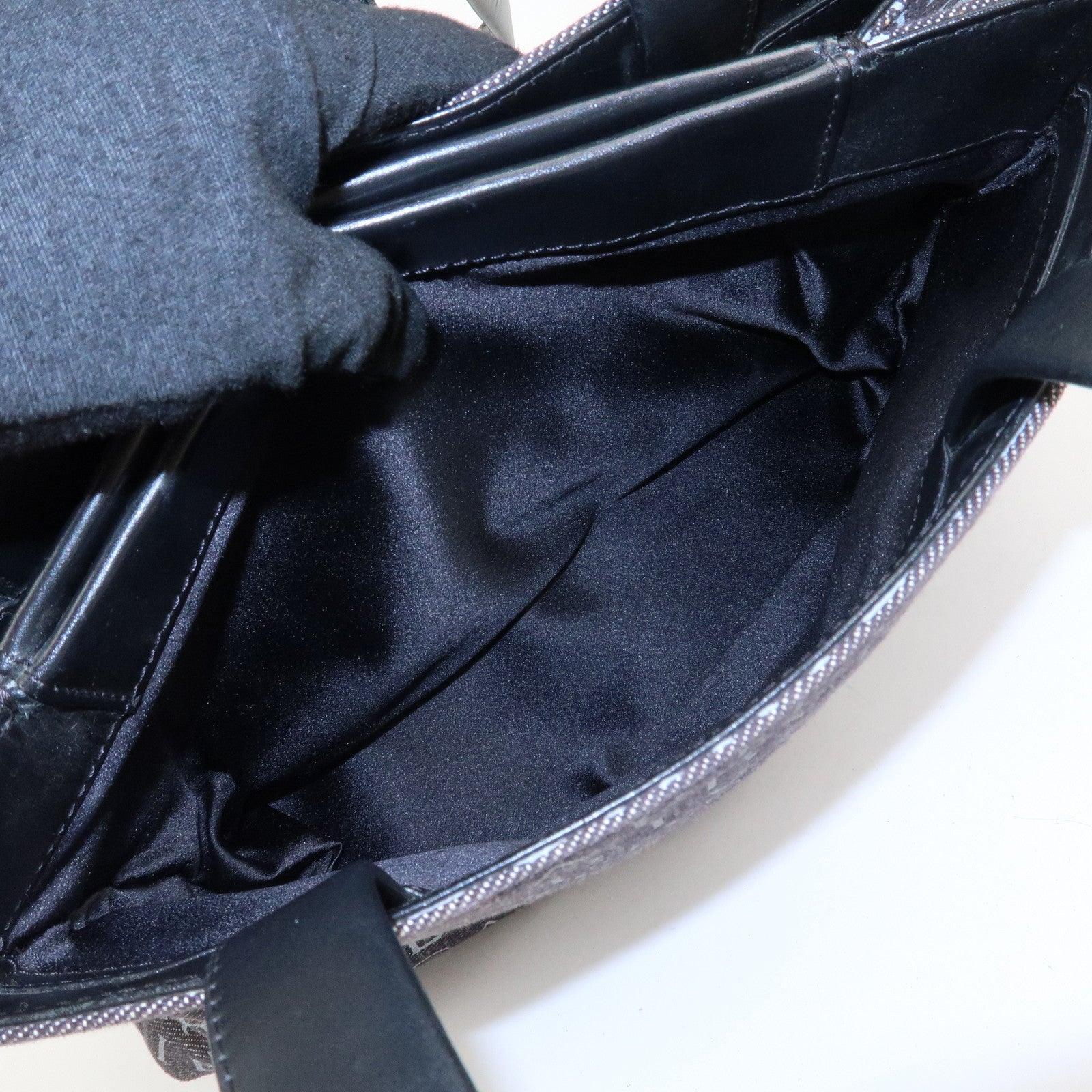 BVLGARI Logo Mania Canvas Leather Tote Bag Shoulder Bag Black Used