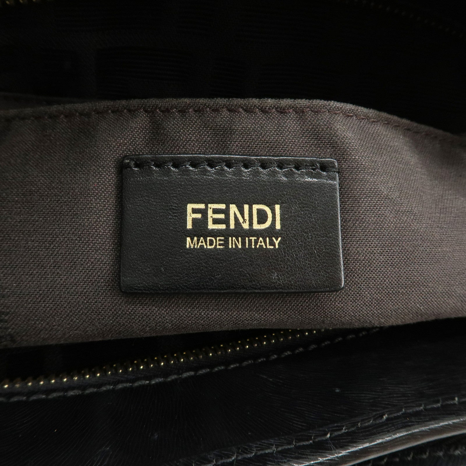 FENDI Zucca Canvas Leather Tote Bag Hand Bag Black 8BH156 Used
