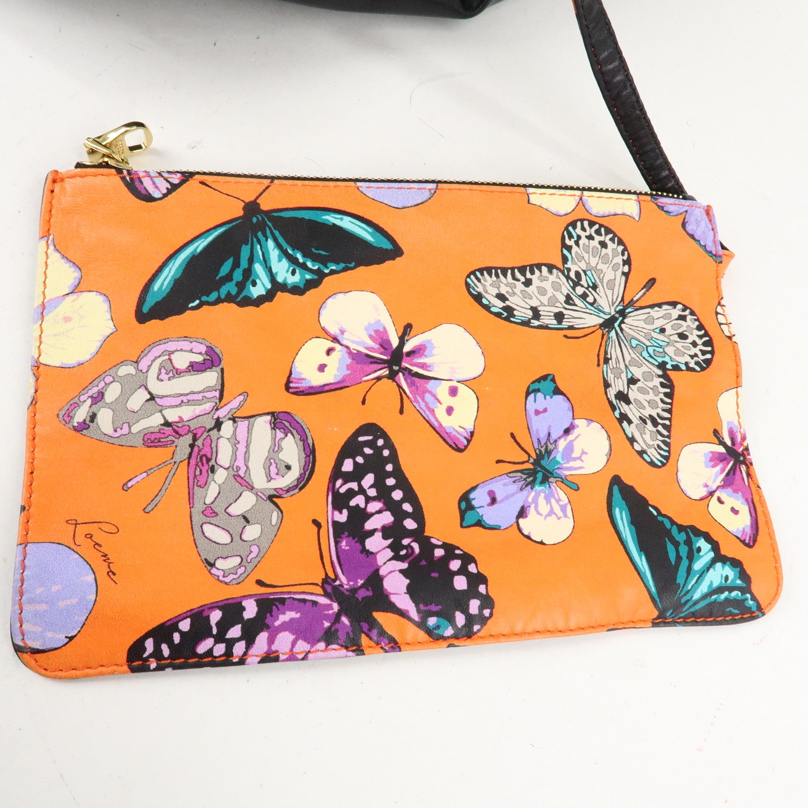 LOEWE Anagram Leather Shoulder Bag Tote Bag Black Used