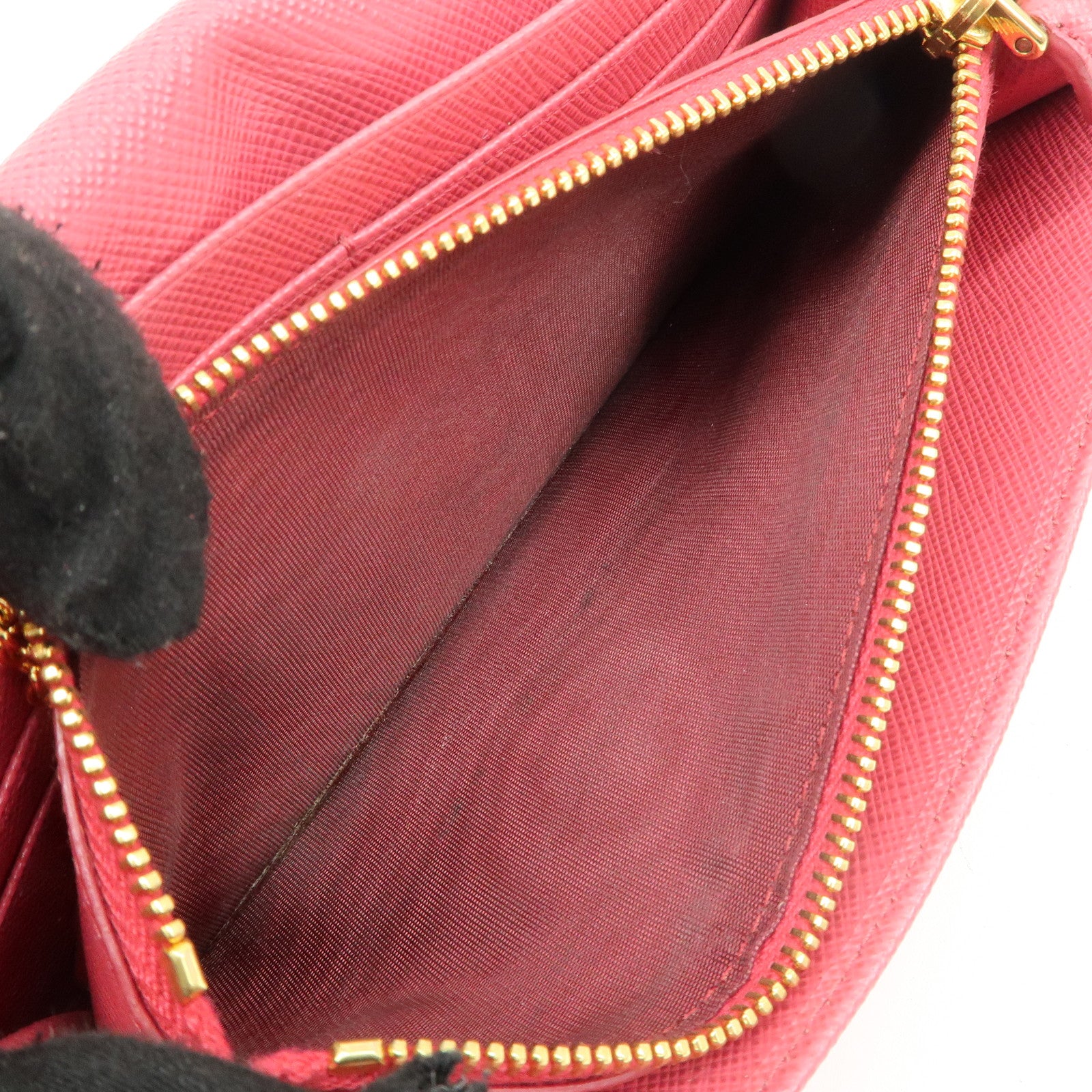 PRADA Saffiano Leather Bi Fold Long Wallet Pink 1MH132 Used