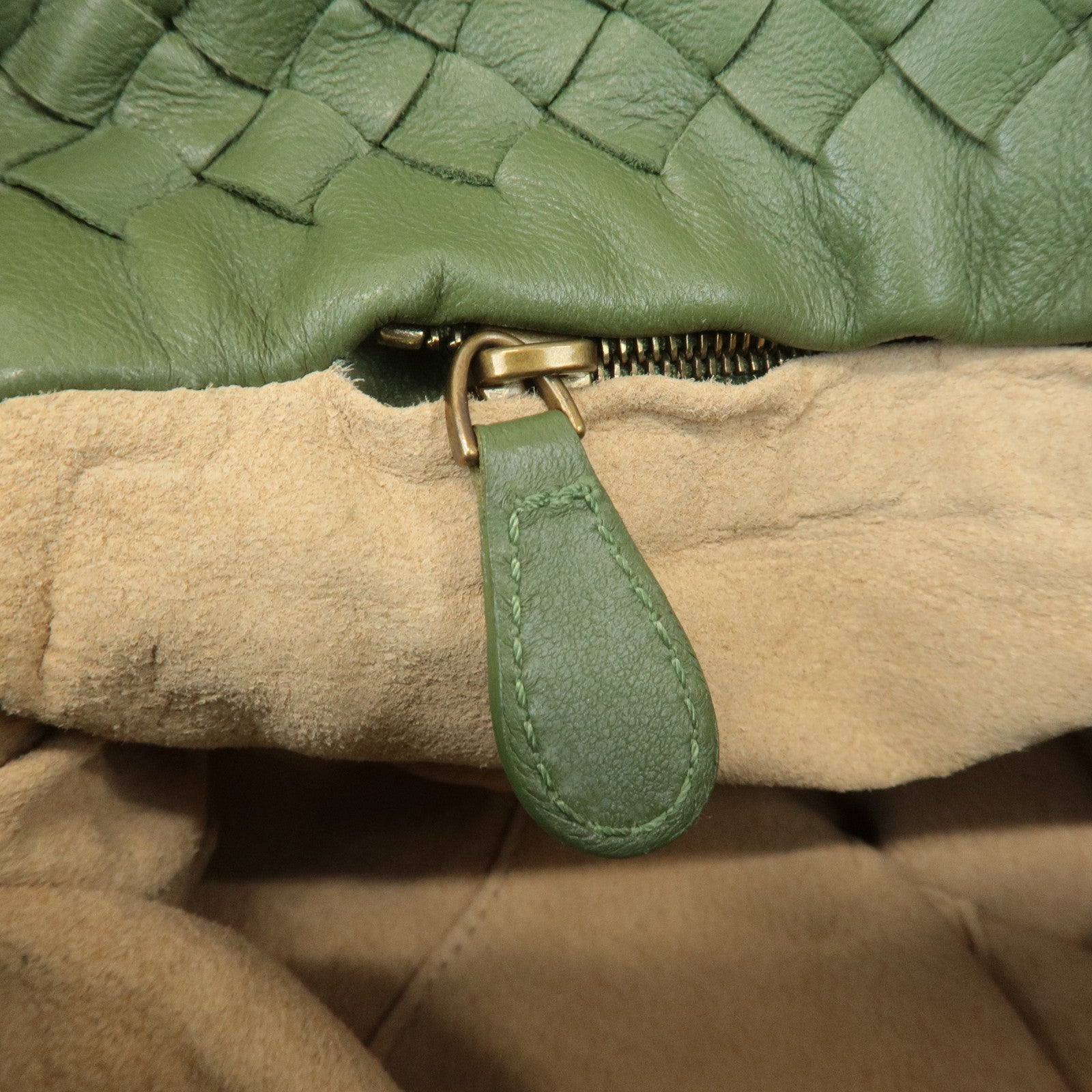 BOTTEGA VENETA Intrecciato Leather Tote Shoulder Bag Green 162937 Used