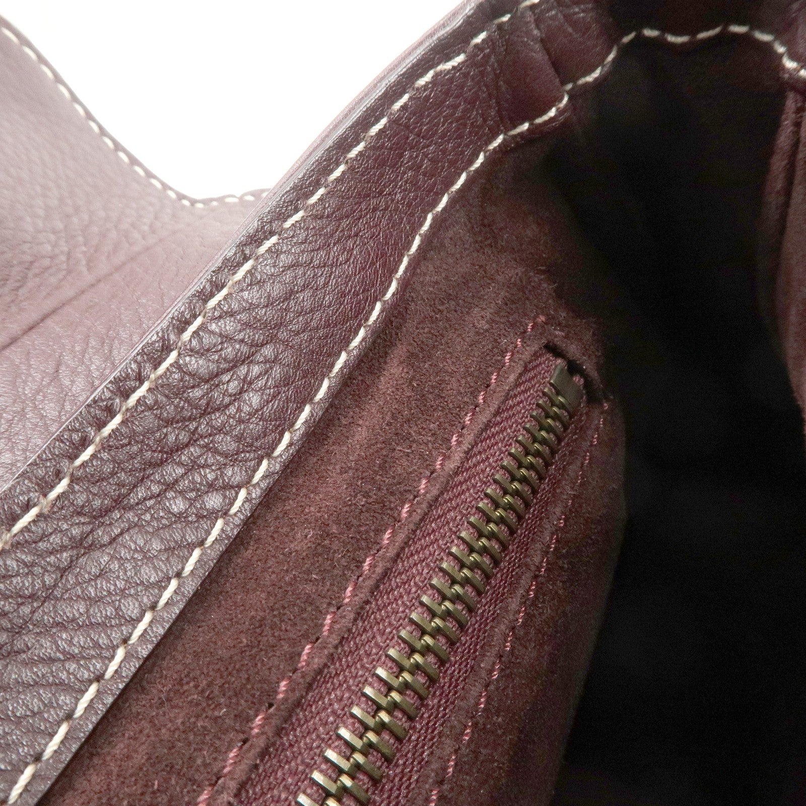 CELINE Leather Shoulder Bag Hand Bag Brown Gold Hardware Used