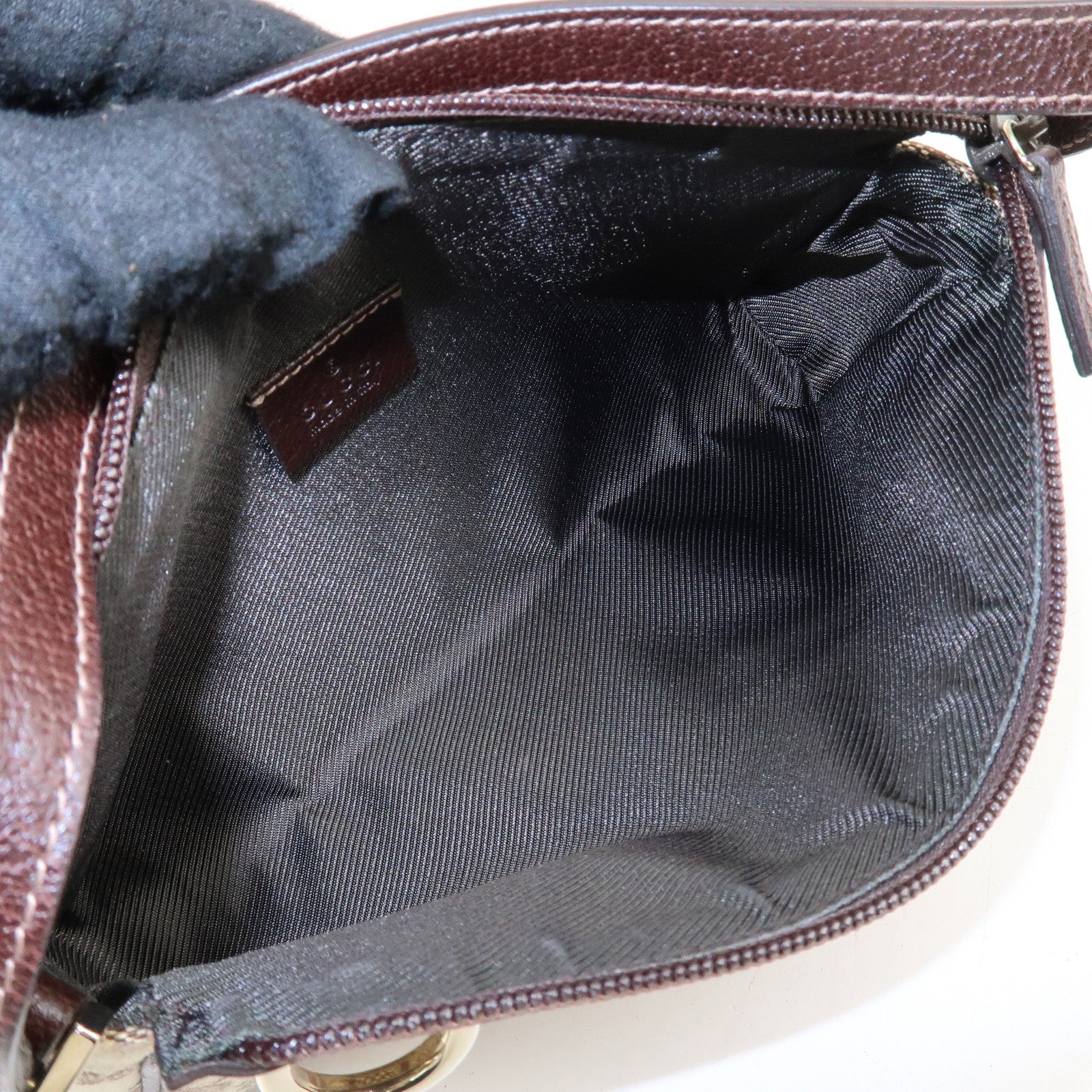 GUCCI Abbey GG Canvas Leather Shoulder Bag Beige Dark Brown 145750 Used