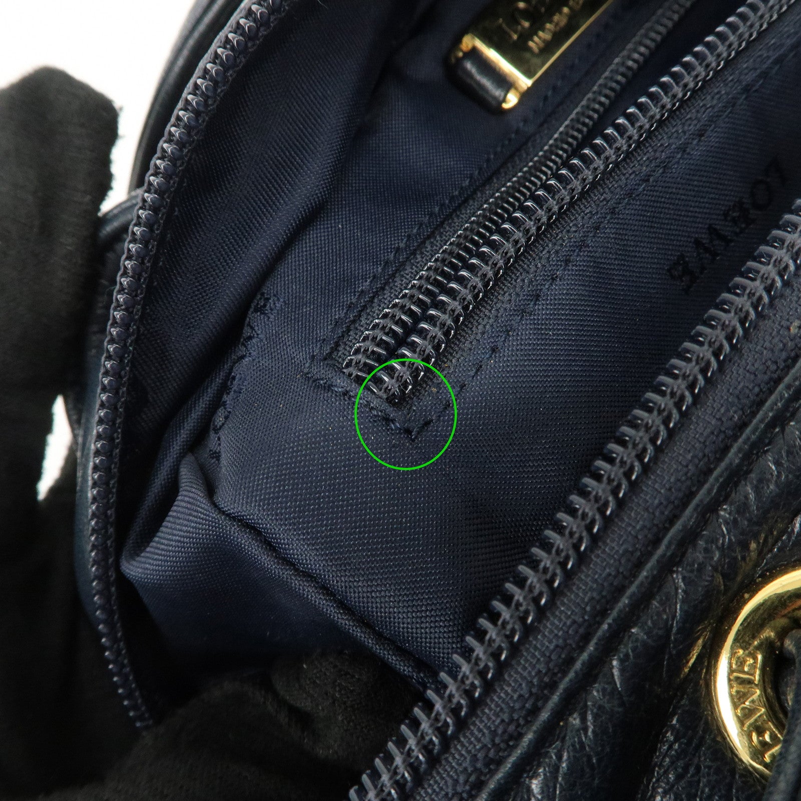 LOEWE Anagram Leather Mini Hand Bag Navy Used