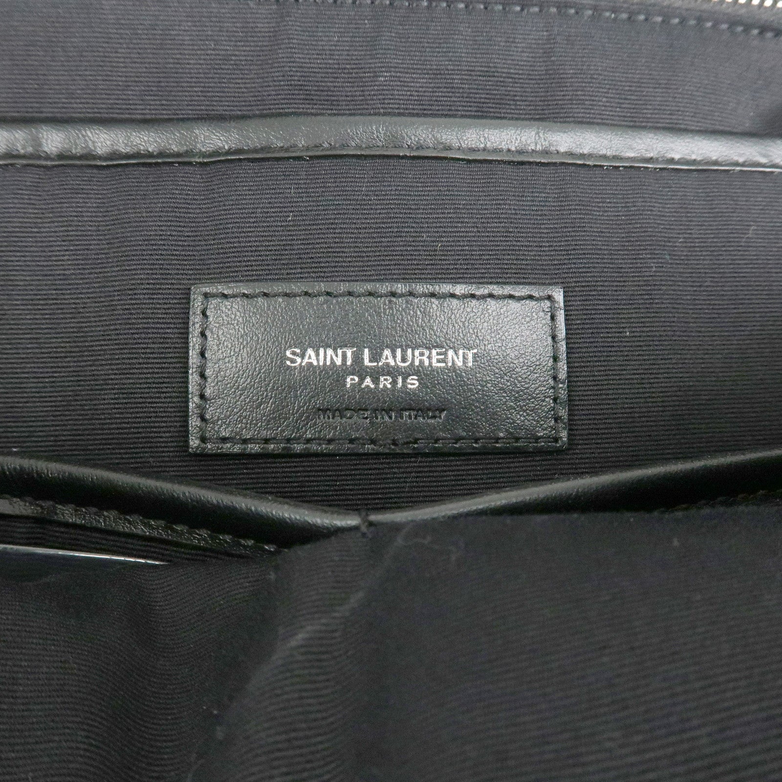 Saint Laurent Canvas Leather Back Pack Brown Beige Black Used