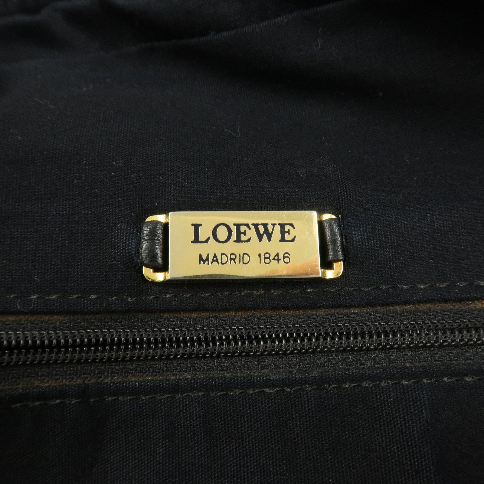 LOEWE Anagram Leather Shoulder Bag Crossbody Bag Black Used