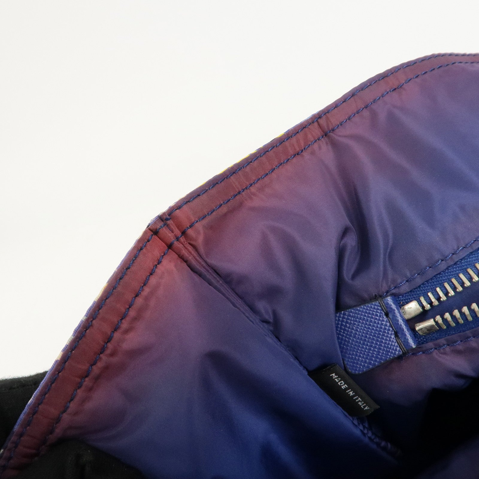 PRADA Logo Nylon Leather Tote Bag Floral Print Blue BN2851 Used