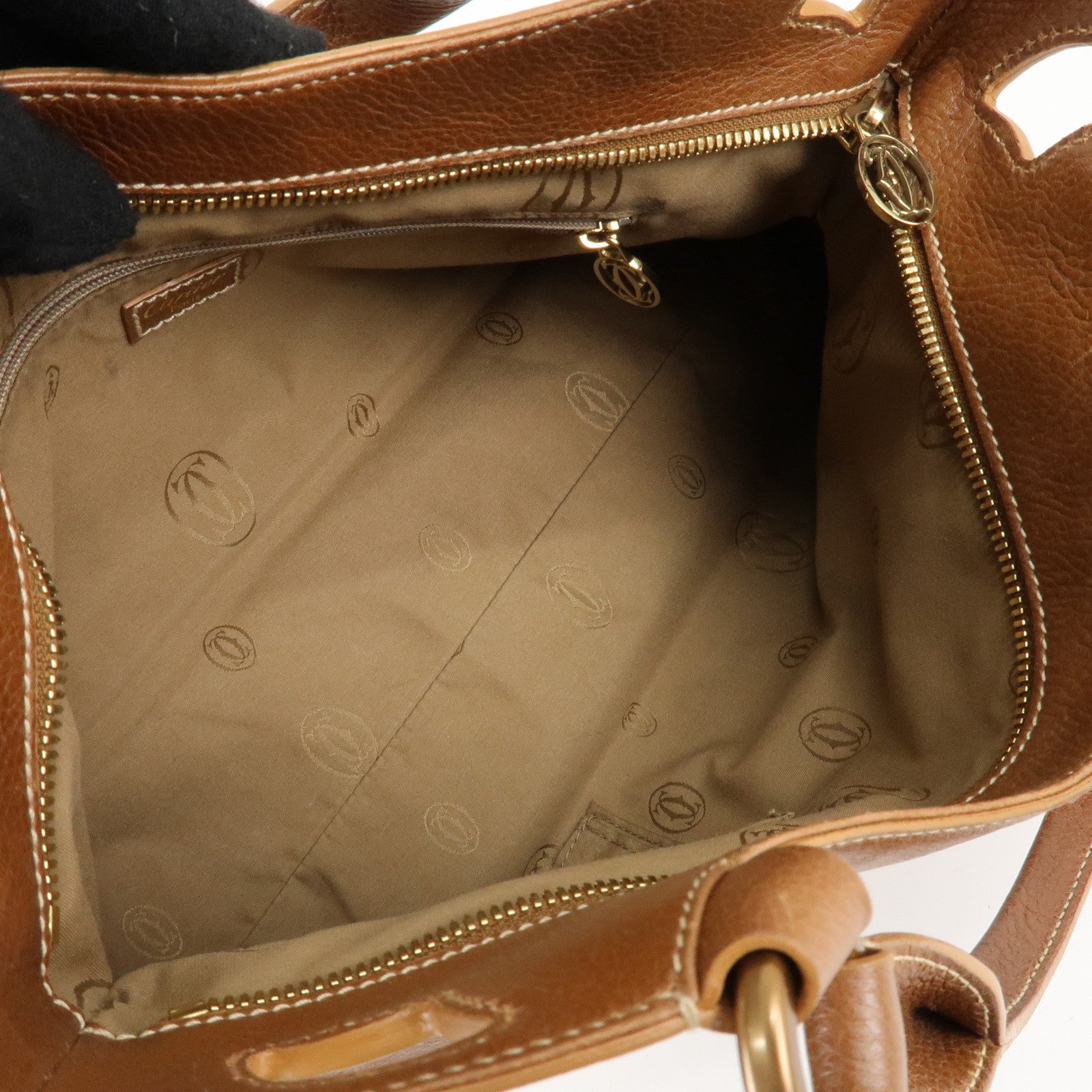 Cartier Marcello Du Cartier Leather Tote Bag Hand Bag Brown Used