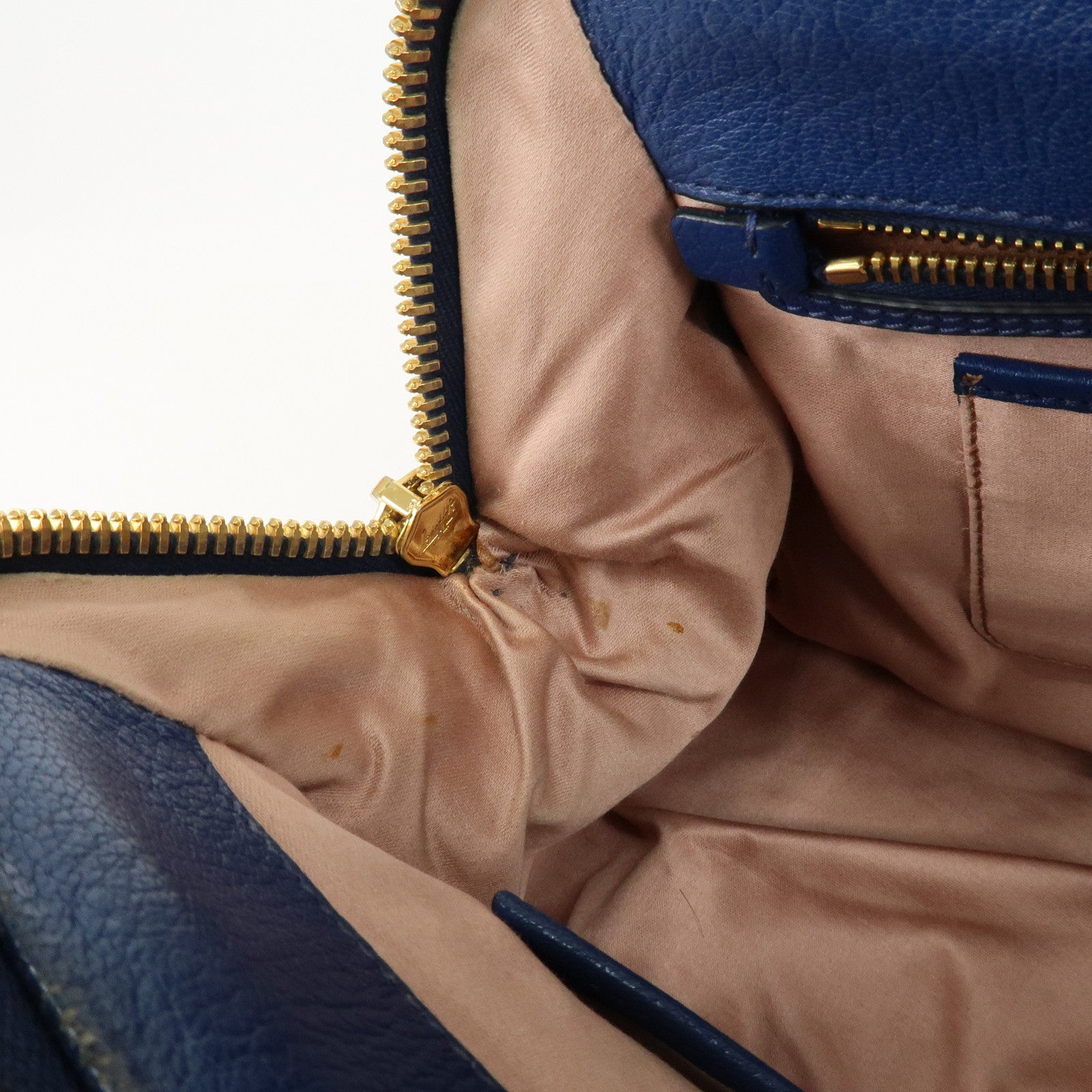 MIU MIU Leather 2Way Shoulder Bag Hand Bag Blue Gold HDW Used
