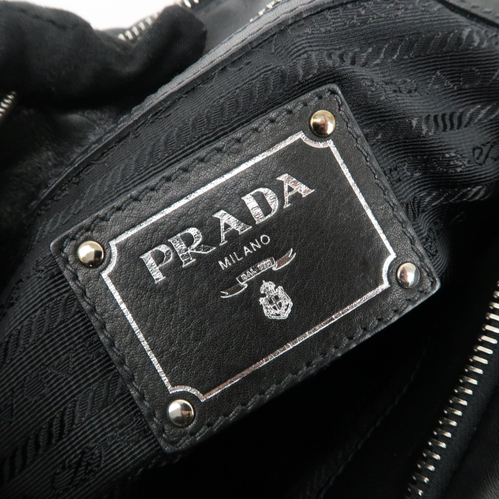 PRADA Soft Calf Leather Shoulder Bag Black BR3795 Used