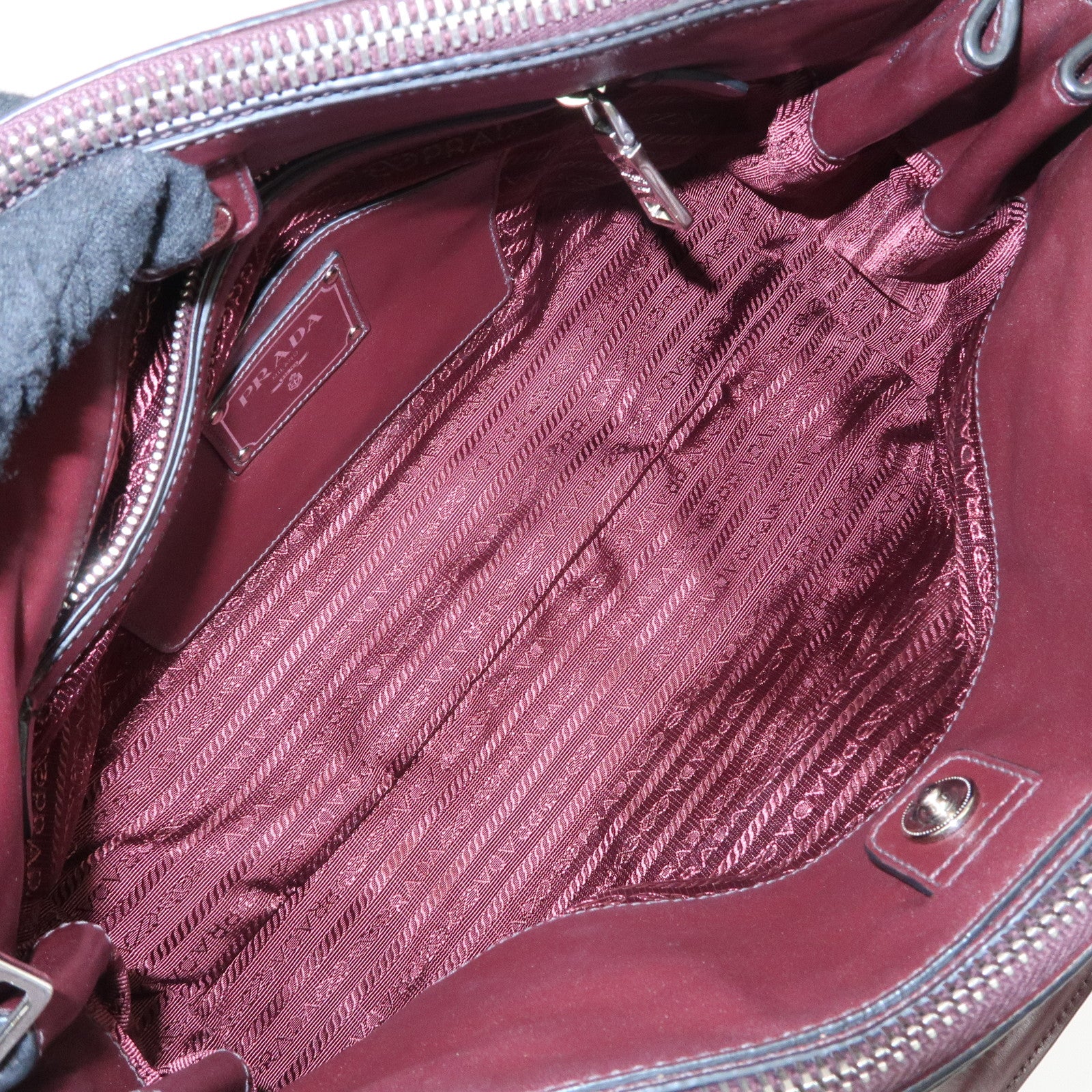 PRADA Leather 2Way Bag Hand Bag Shoulder Bag Bordeaux BN2866 Used