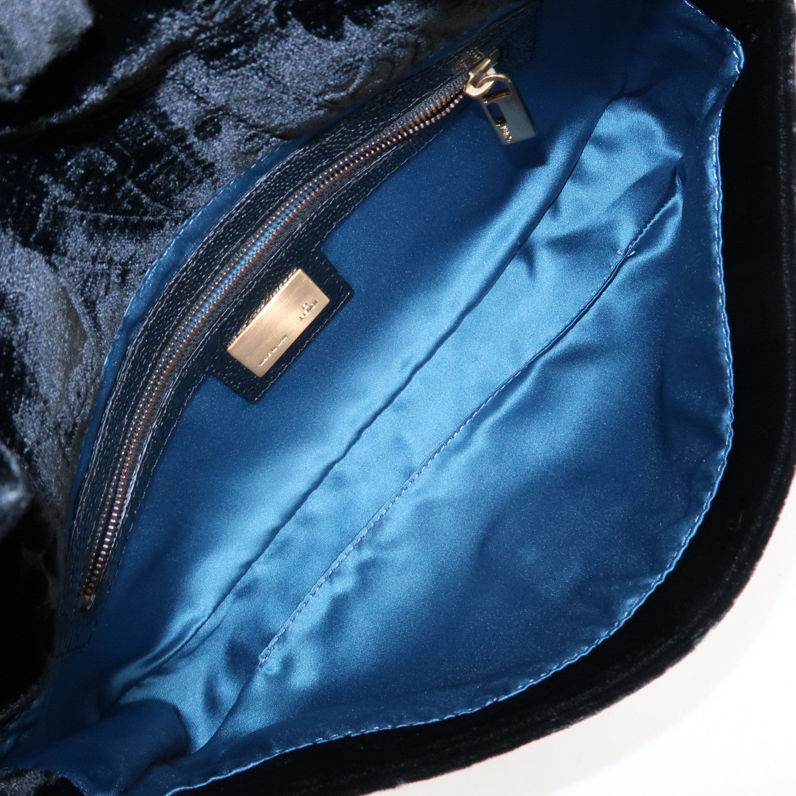 FENDI Mamma Baguette Polyester Leather Shoulder Bag Black 8BR000 Used