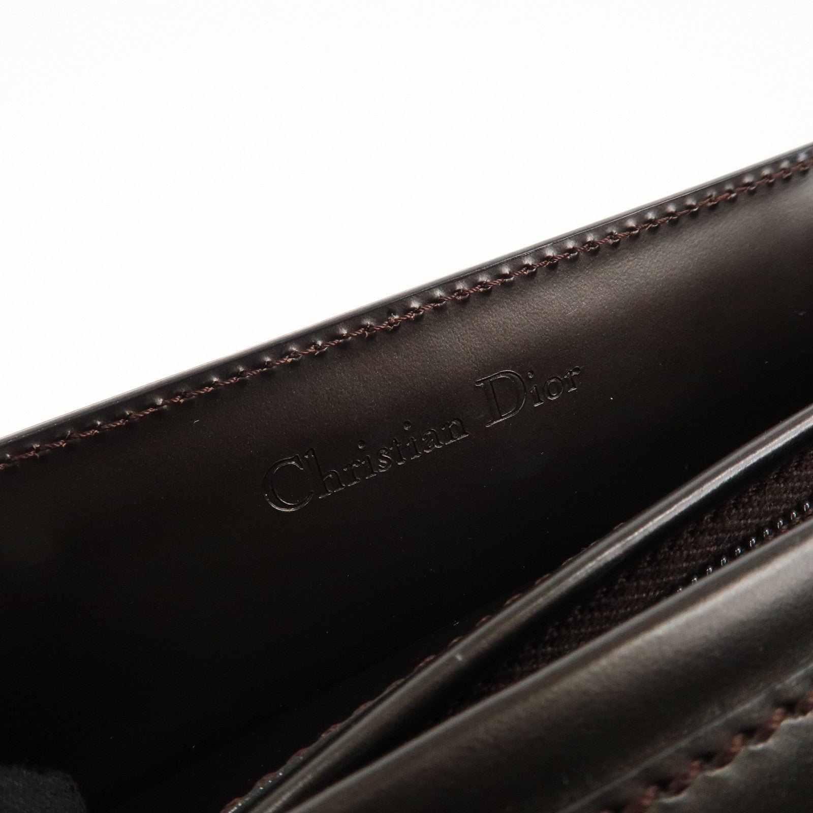 Christian Dior Maris Pearl Leather 2way Bag Hand Bag Dark Brown Used