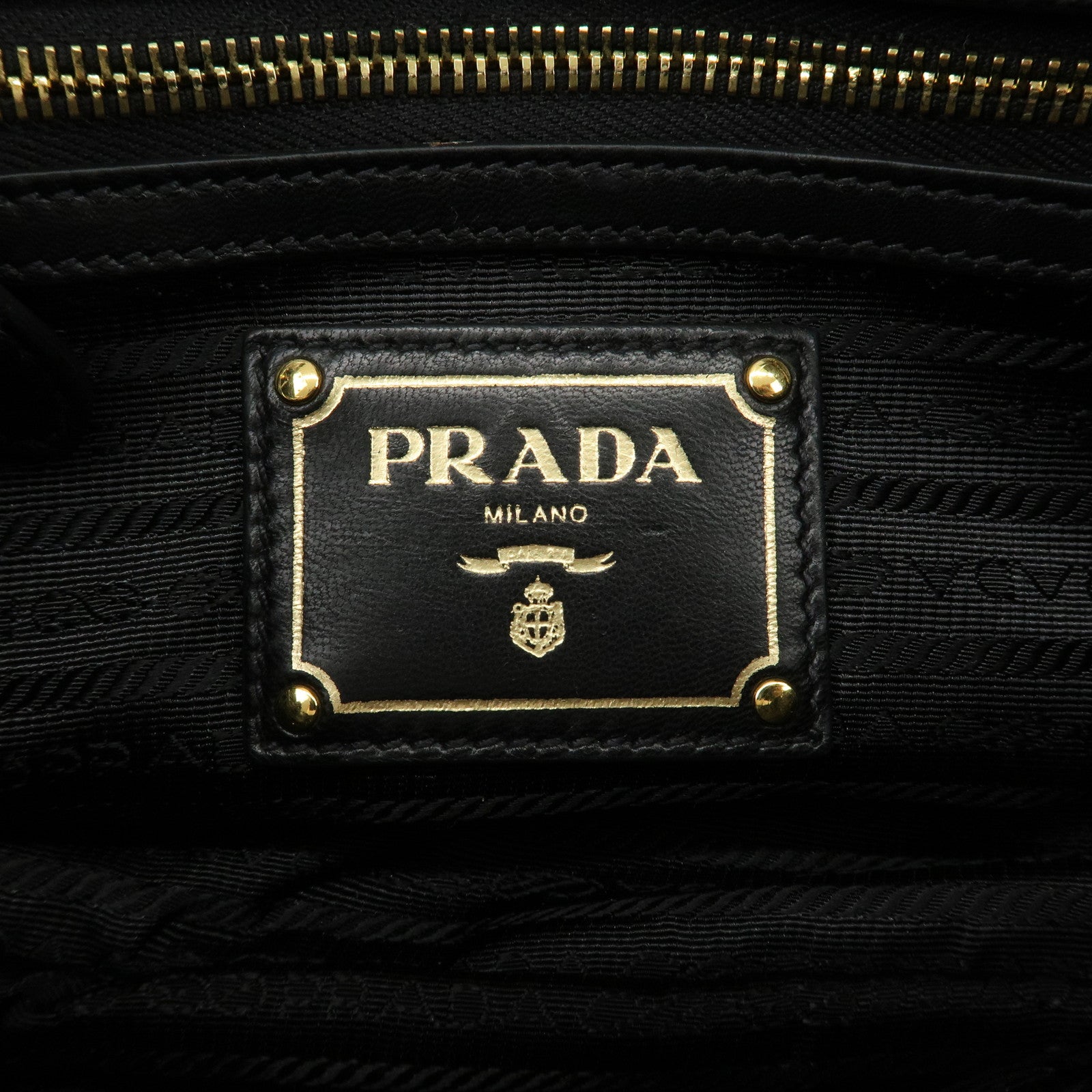 PRADA Logo Nylon Leather 2Way Bag Hand Bag Black NERO BN1407 Used