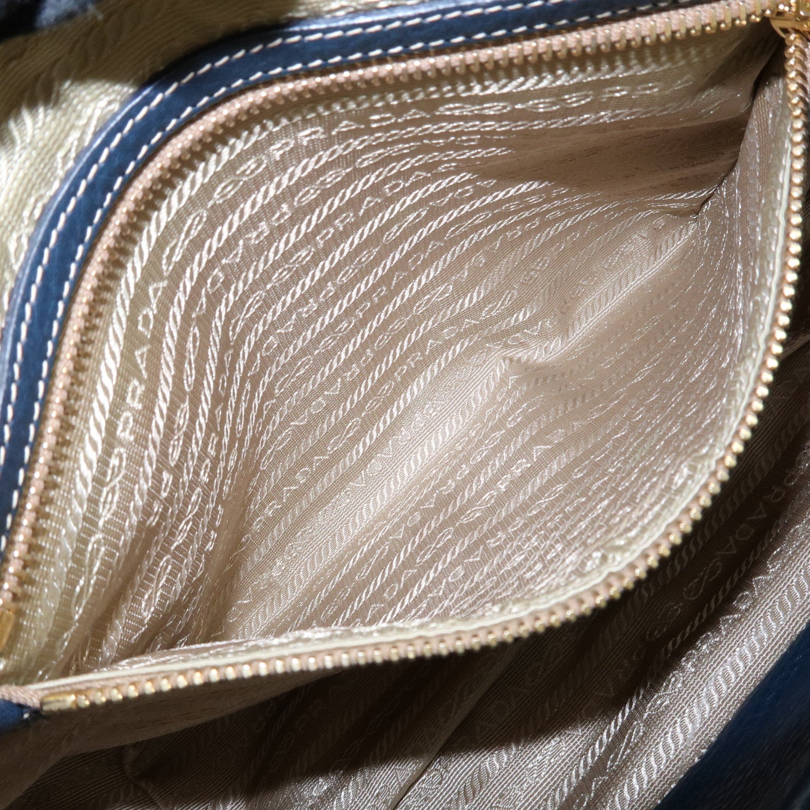 PRADA Soft Calf Leather Shoulder Bag Hand Bag Blue BR4690 Used