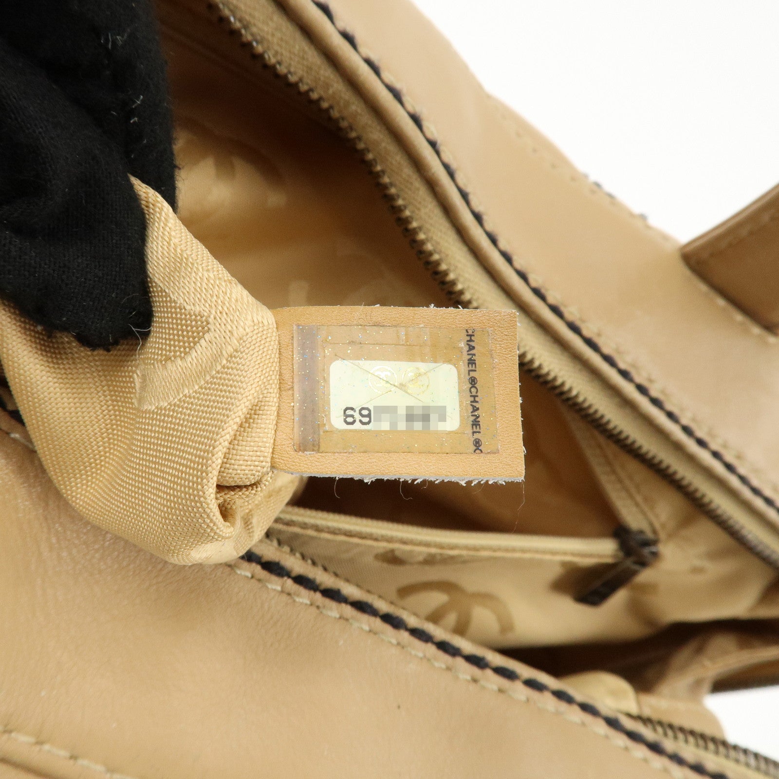 CHANEL Wild Stitch Lamb Skin Coco Mark Hand Bag Beige A14692 Used