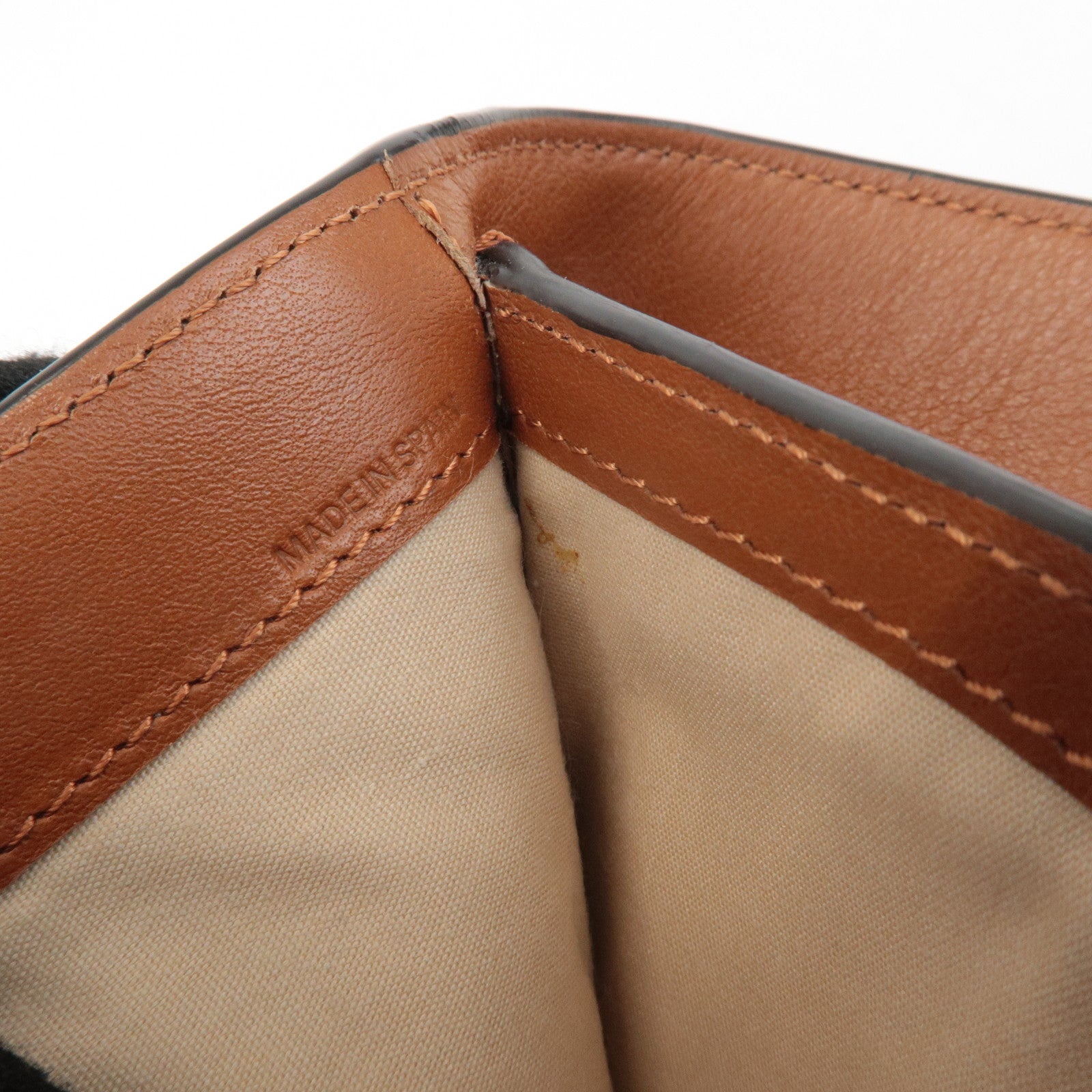 CHLOE Alphabet Leather Small Tri-fold Compact Wallet Brown Used