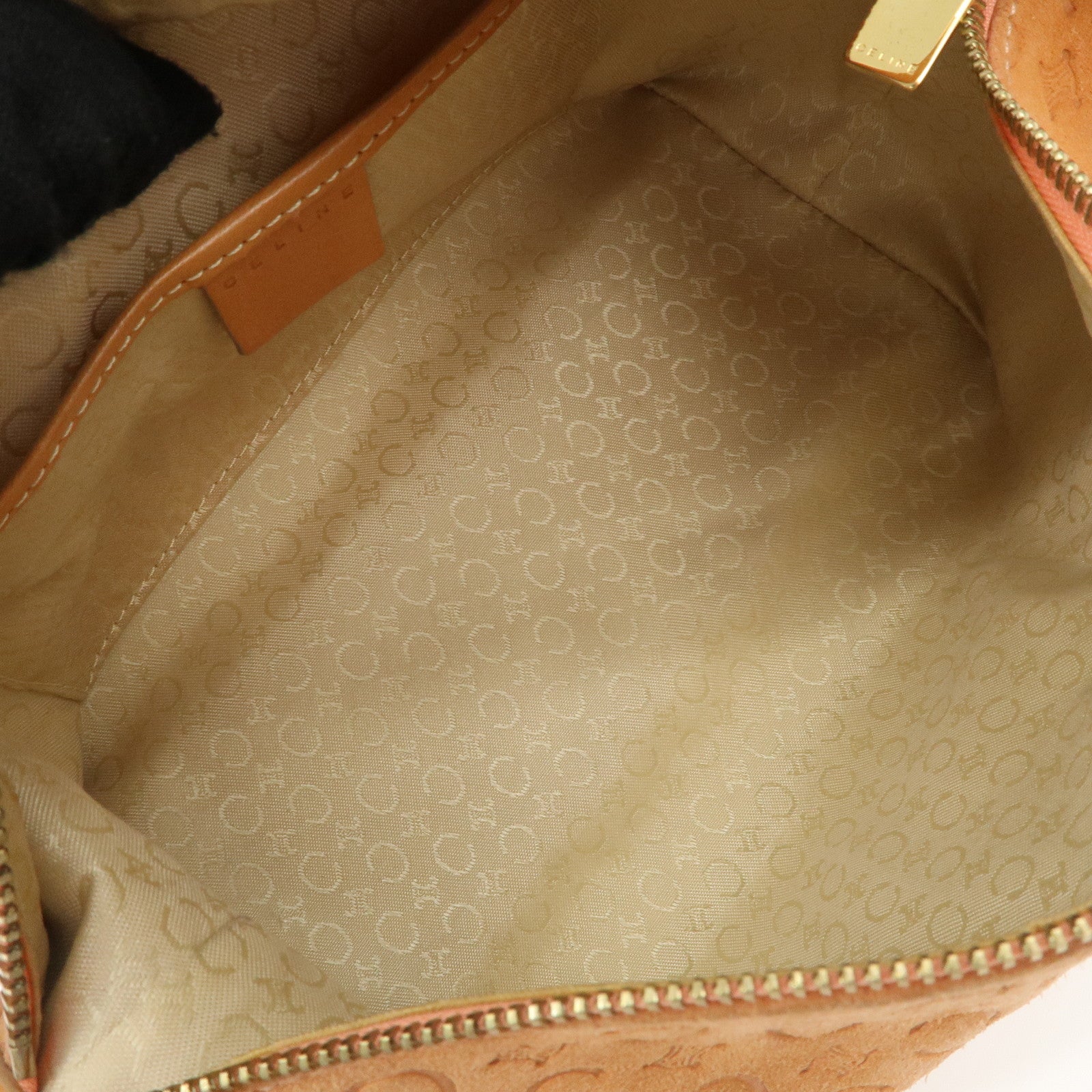 CELINE C Macadam Suede Leather Shoulder Bag Pink Beige Used
