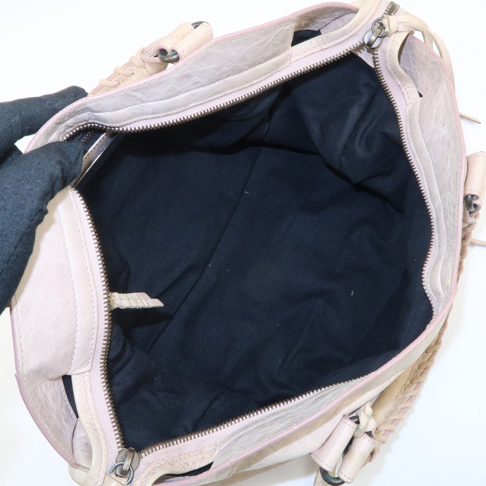 BALENCIAGA The City Leather 2Way Shoulder Bag Beige 115748 Used