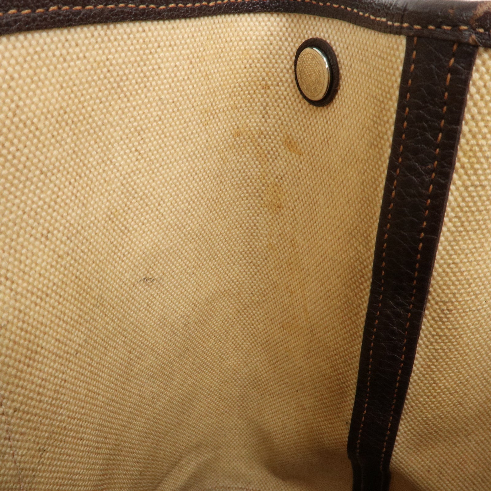 HERMES Toile Ash Leather Garden Party I Stamped (around 2005) Used