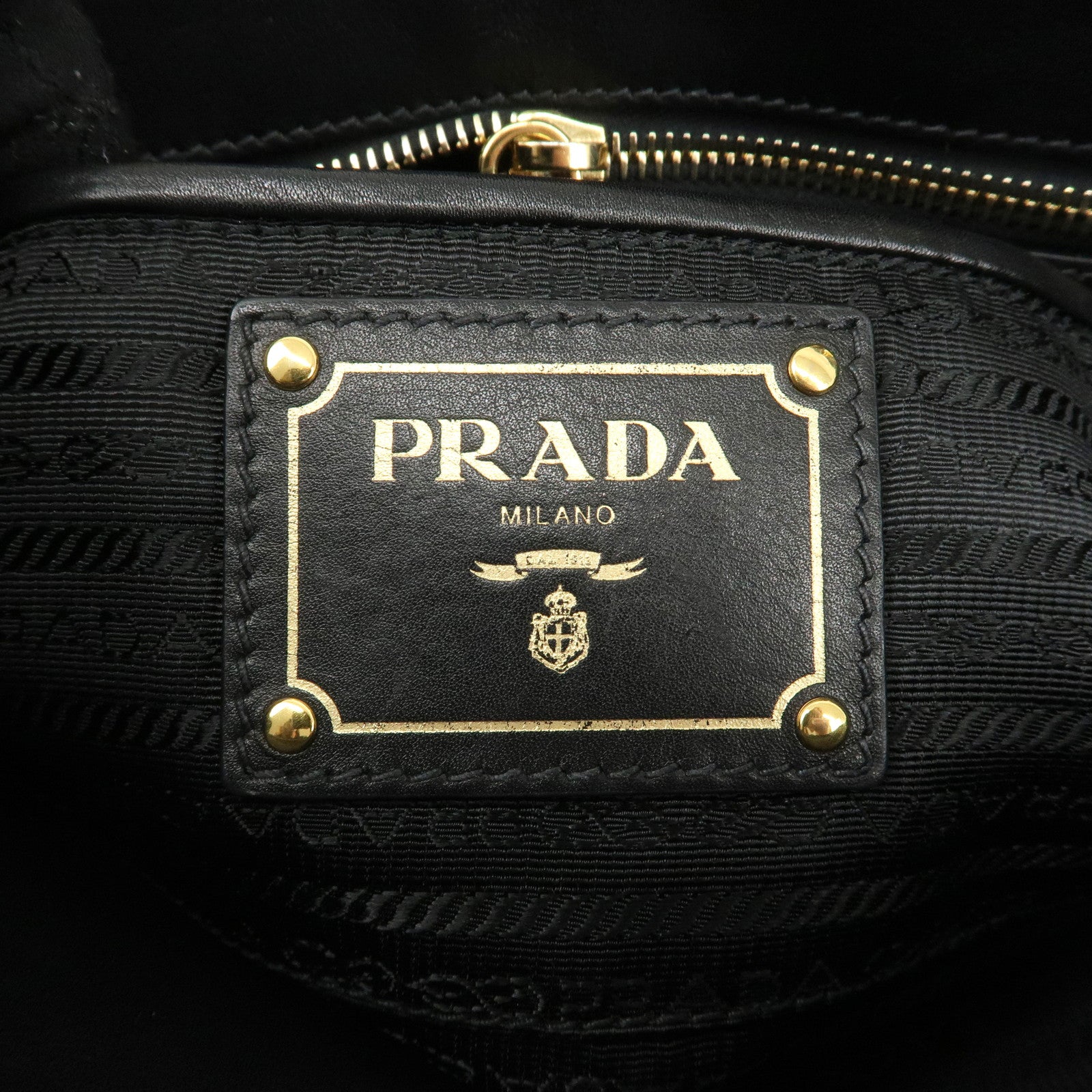 PRADA Leather Ribbon 2way Bag Hand Bag Black BN2244 Used